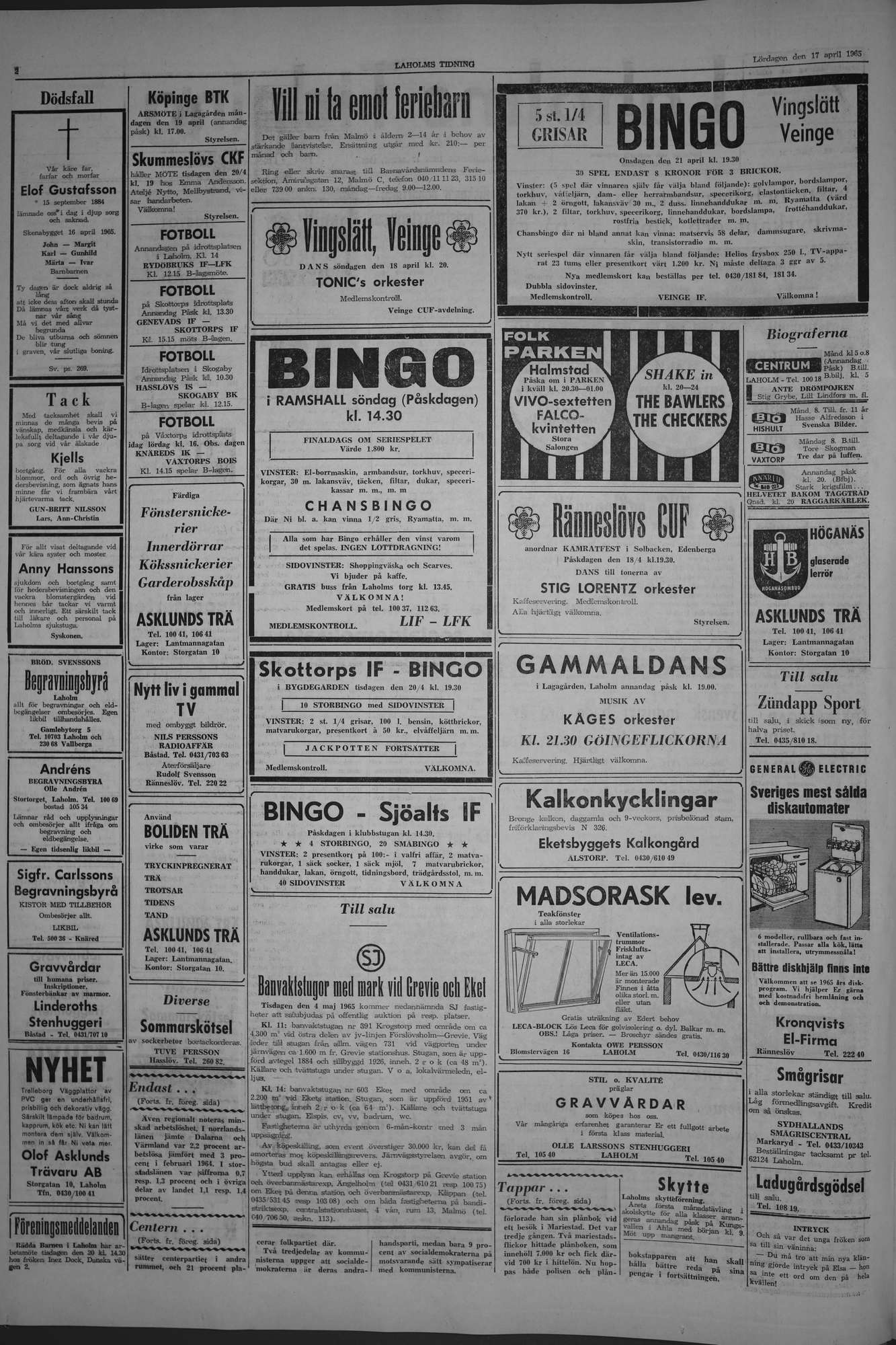 Laholms Tidning Lördag 17 april 1965, sida 2