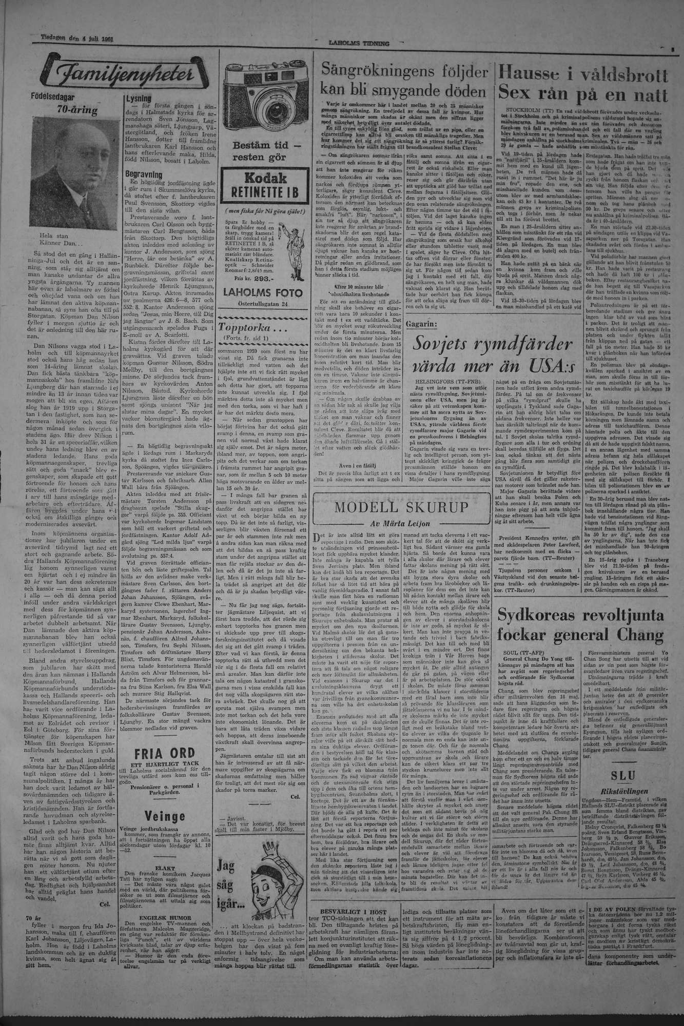 Laholms Tidning Tisdag 4 juli 1961, sida 3