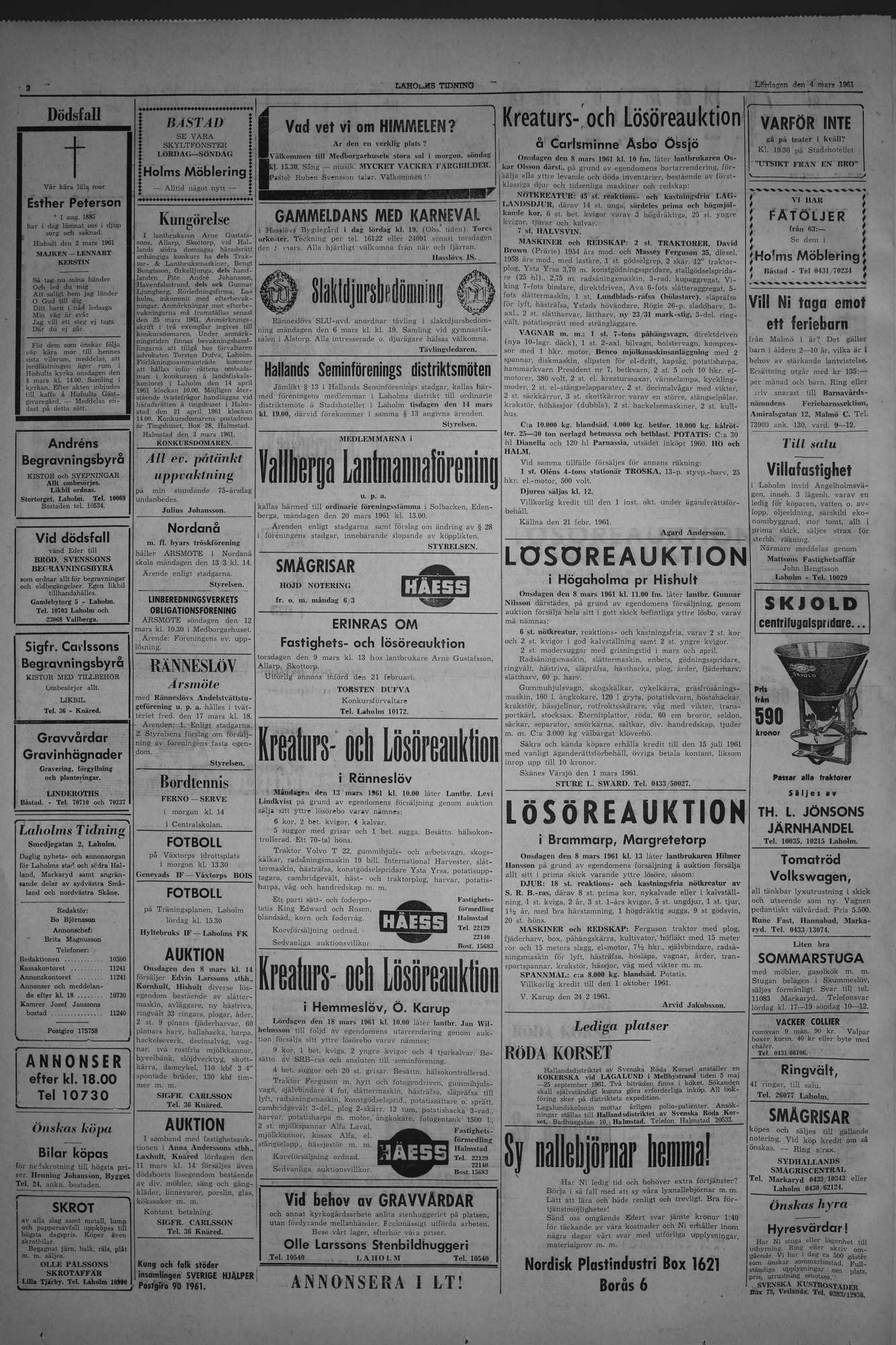 Laholms Tidning Lördag 4 mars 1961, sida 2