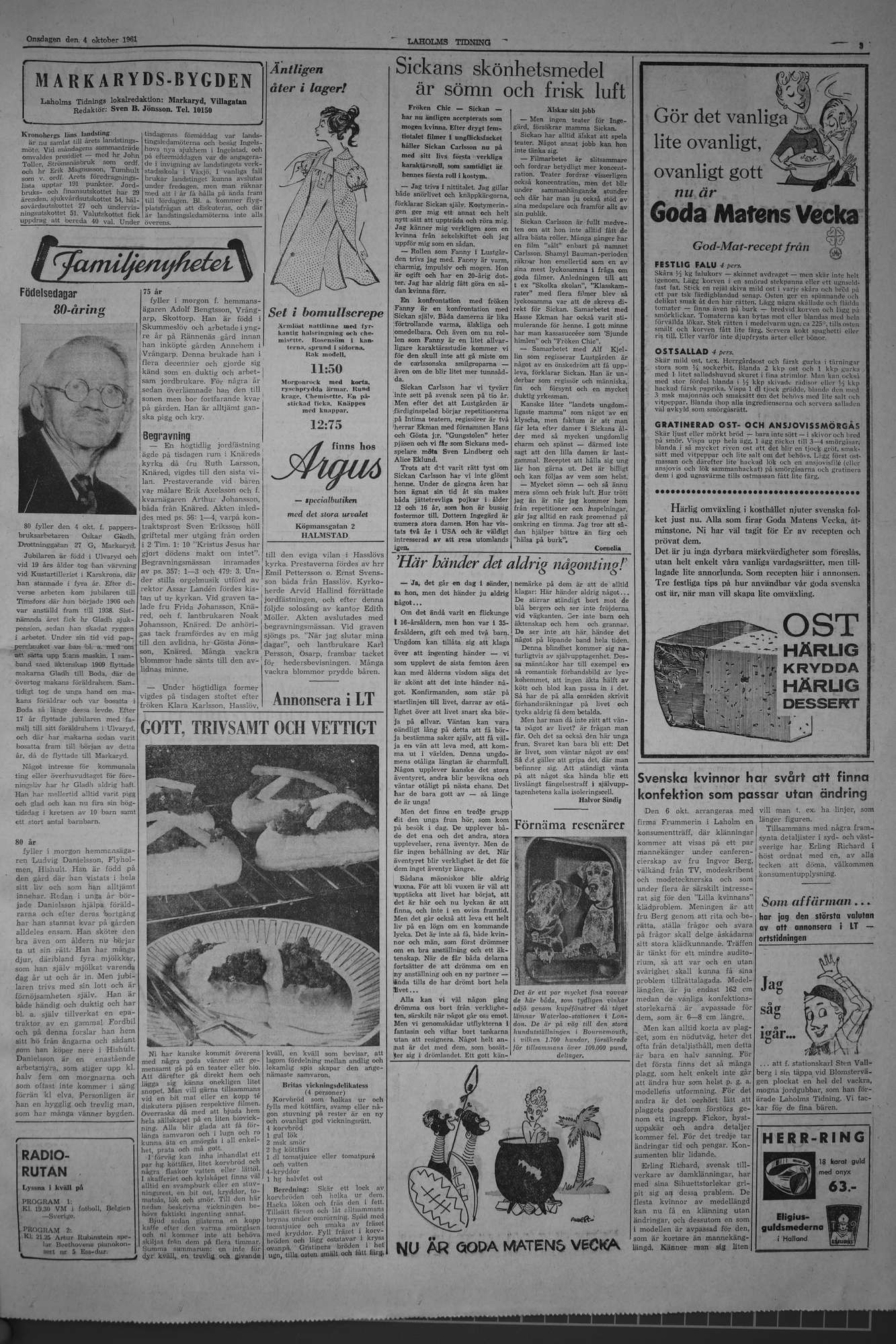 Laholms Tidning Onsdag 4 oktober 1961, sida 3