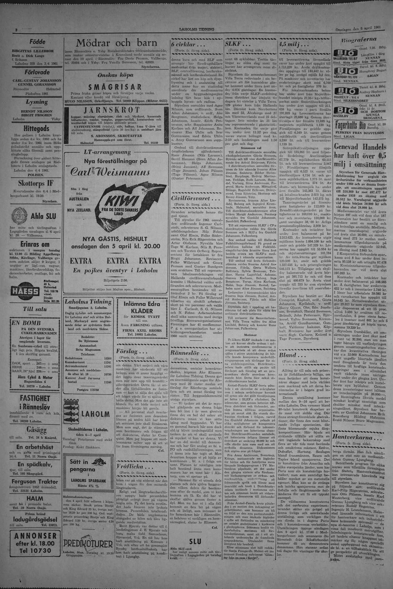 Laholms Tidning Onsdag 5 april 1961, sida 2