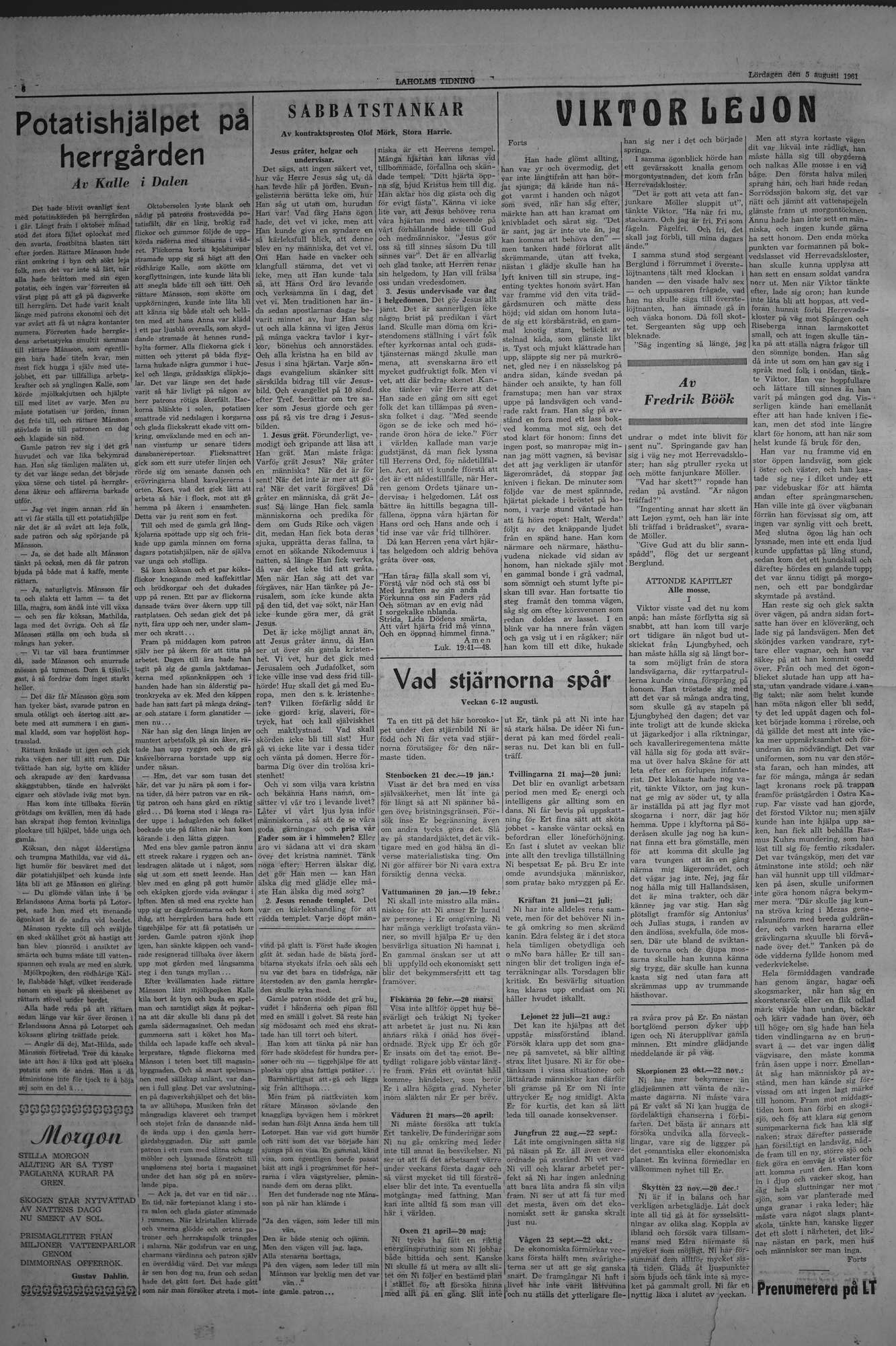 Laholms Tidning Lördag 5 augusti 1961, sida 6