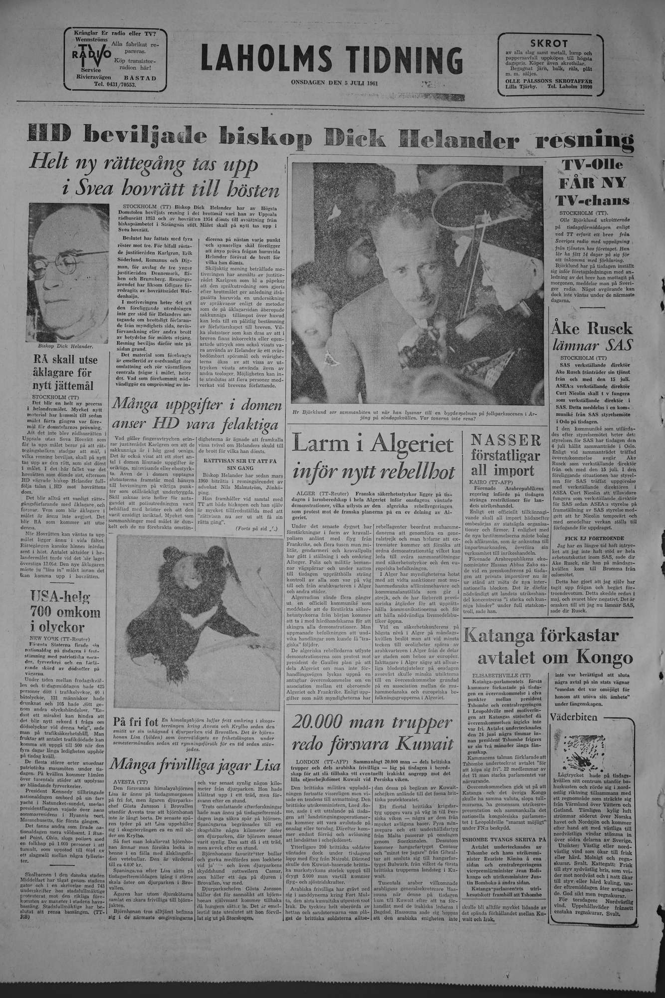 Laholms Tidning Onsdag 5 juli 1961, sida 8