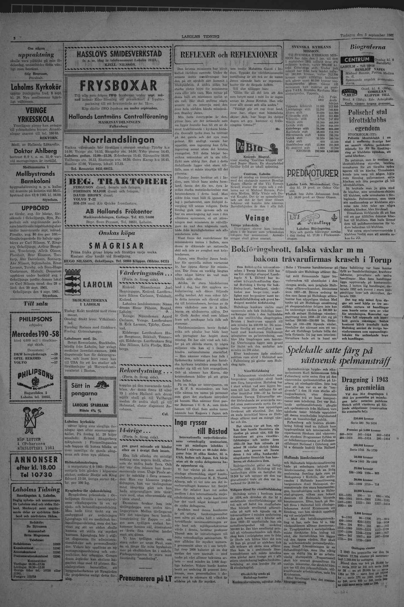 Laholms Tidning Tisdag 5 september 1961, sida 2