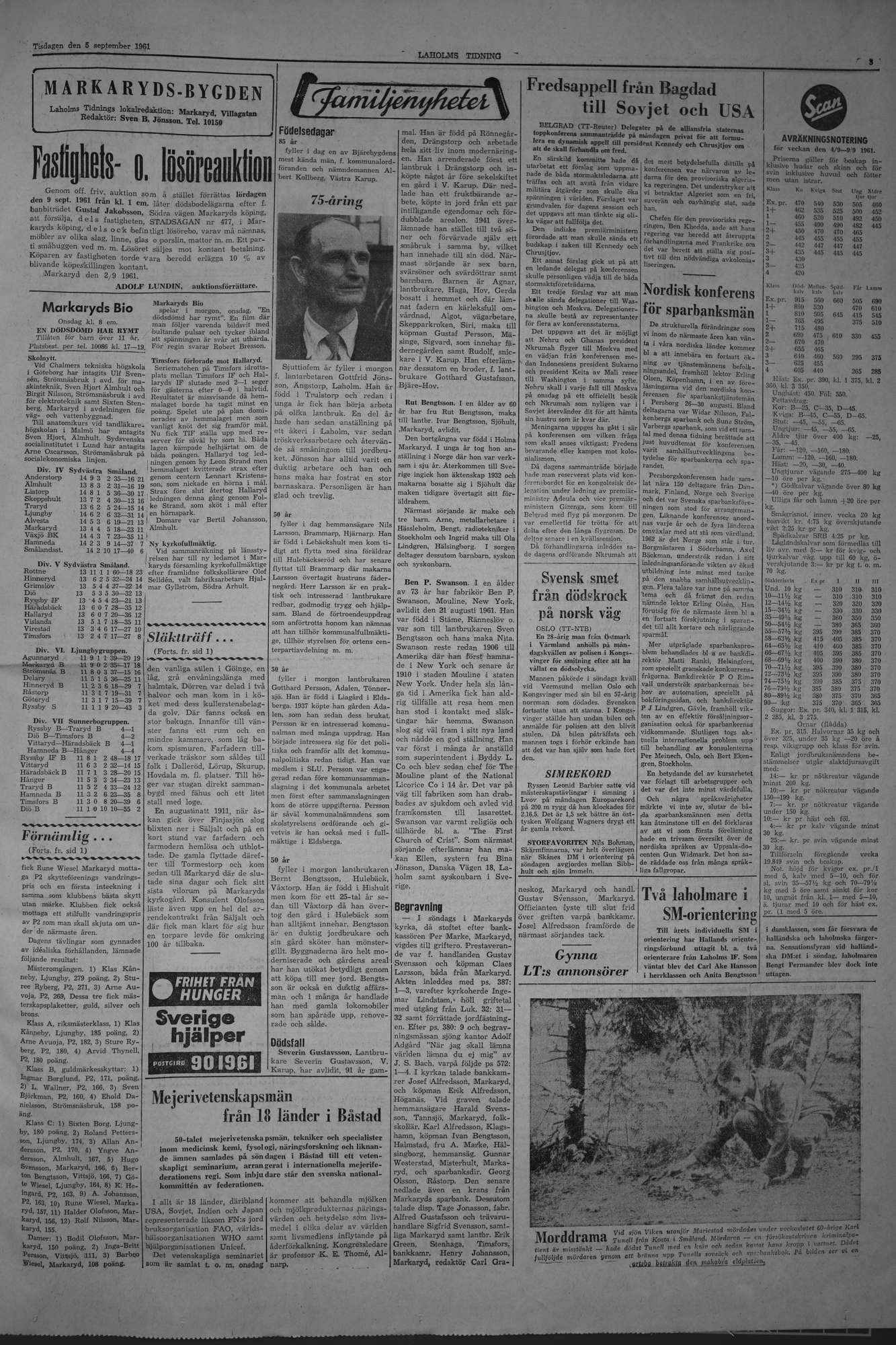 Laholms Tidning Tisdag 5 september 1961, sida 3