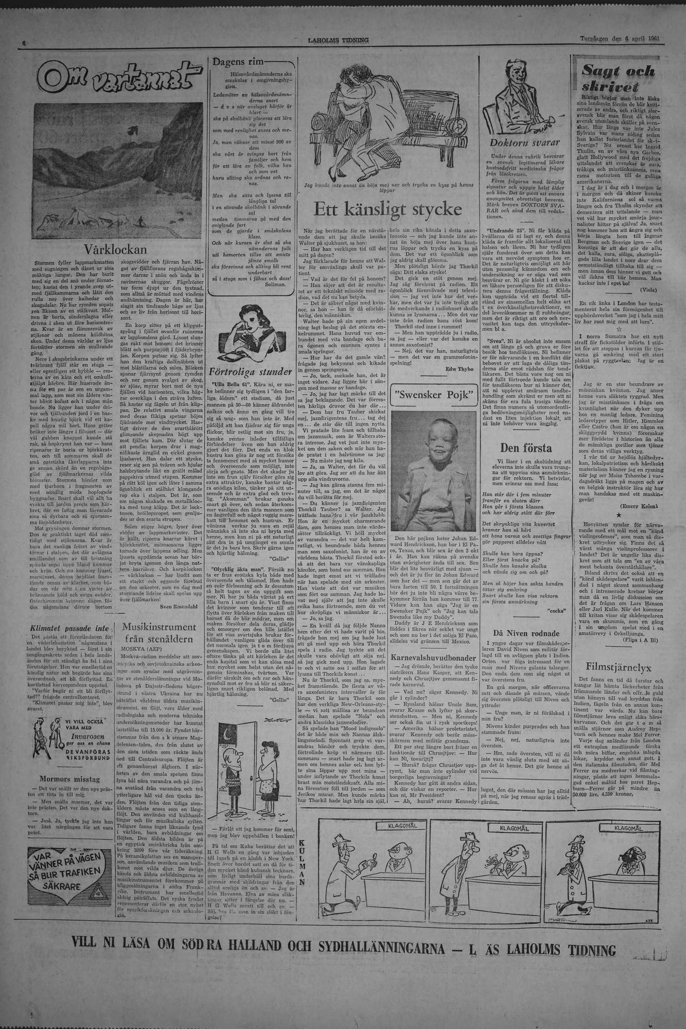 Laholms Tidning Torsdag 6 april 1961, sida 6
