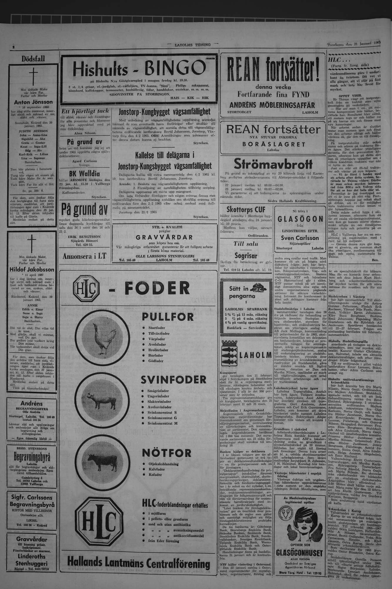Laholms Tidning Torsdag 21 januari 1965, sida 2