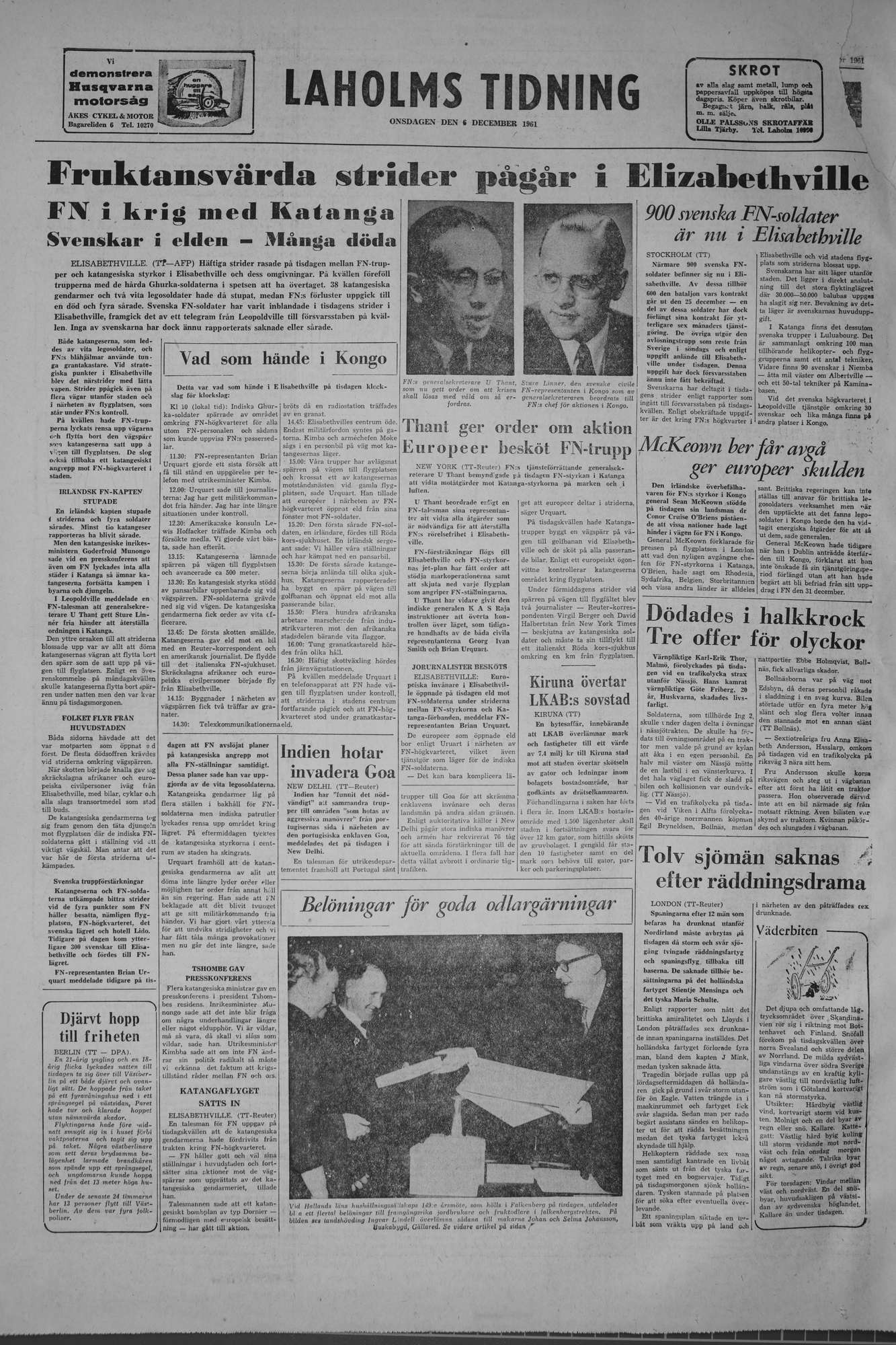 Laholms Tidning Onsdag 6 december 1961, sida 8
