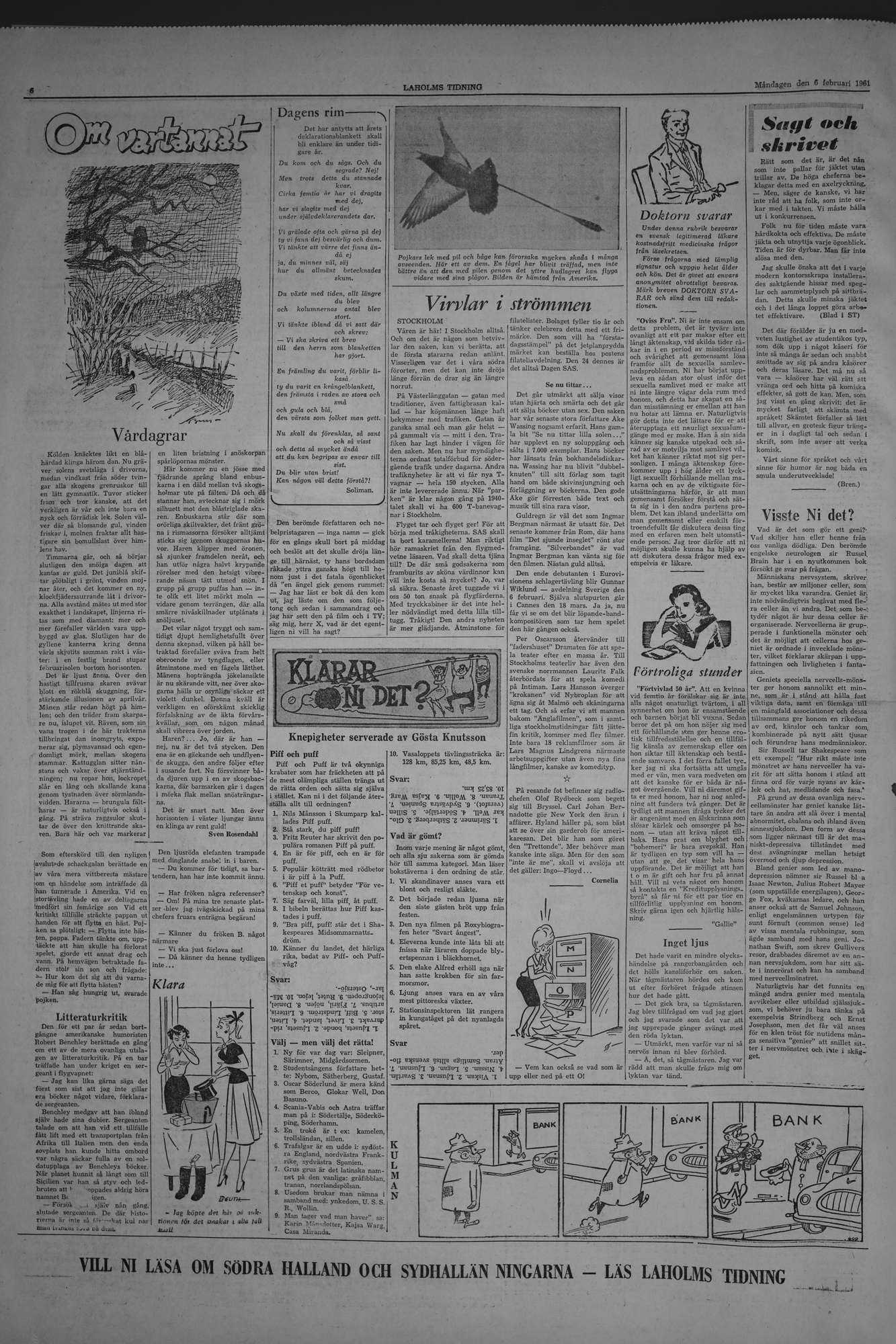 Laholms Tidning Måndag 6 februari 1961, sida 6