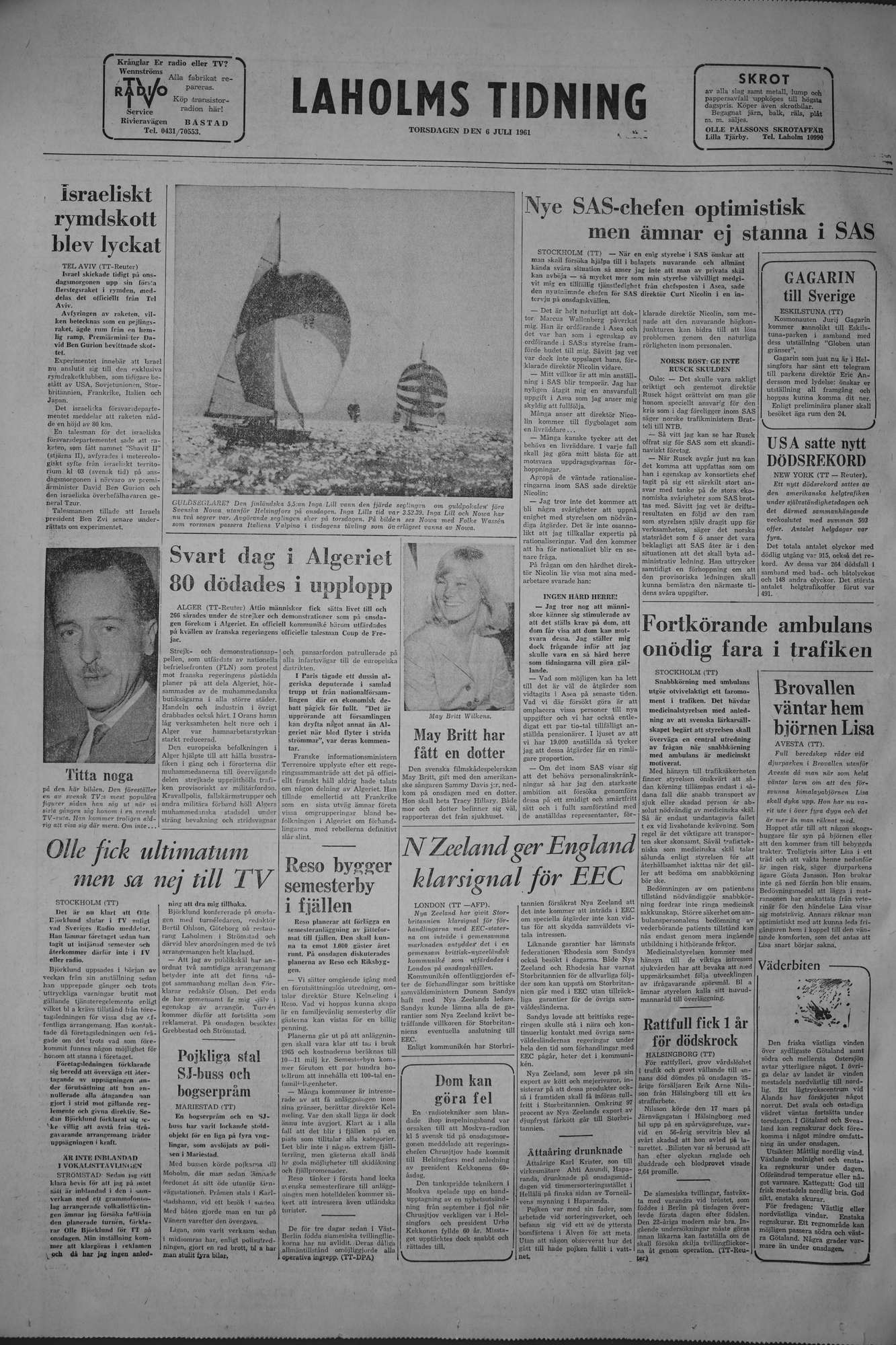 Laholms Tidning Torsdag 6 juli 1961, sida 8