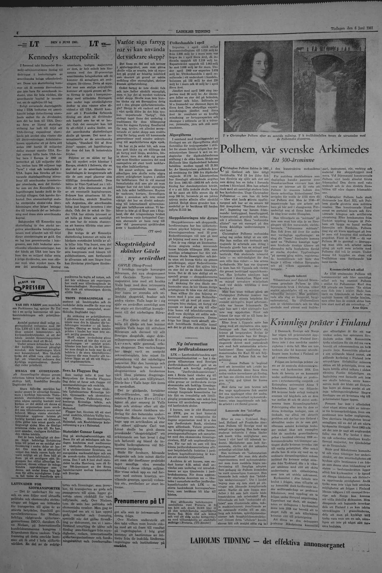 Laholms Tidning Tisdag 6 juni 1961, sida 4