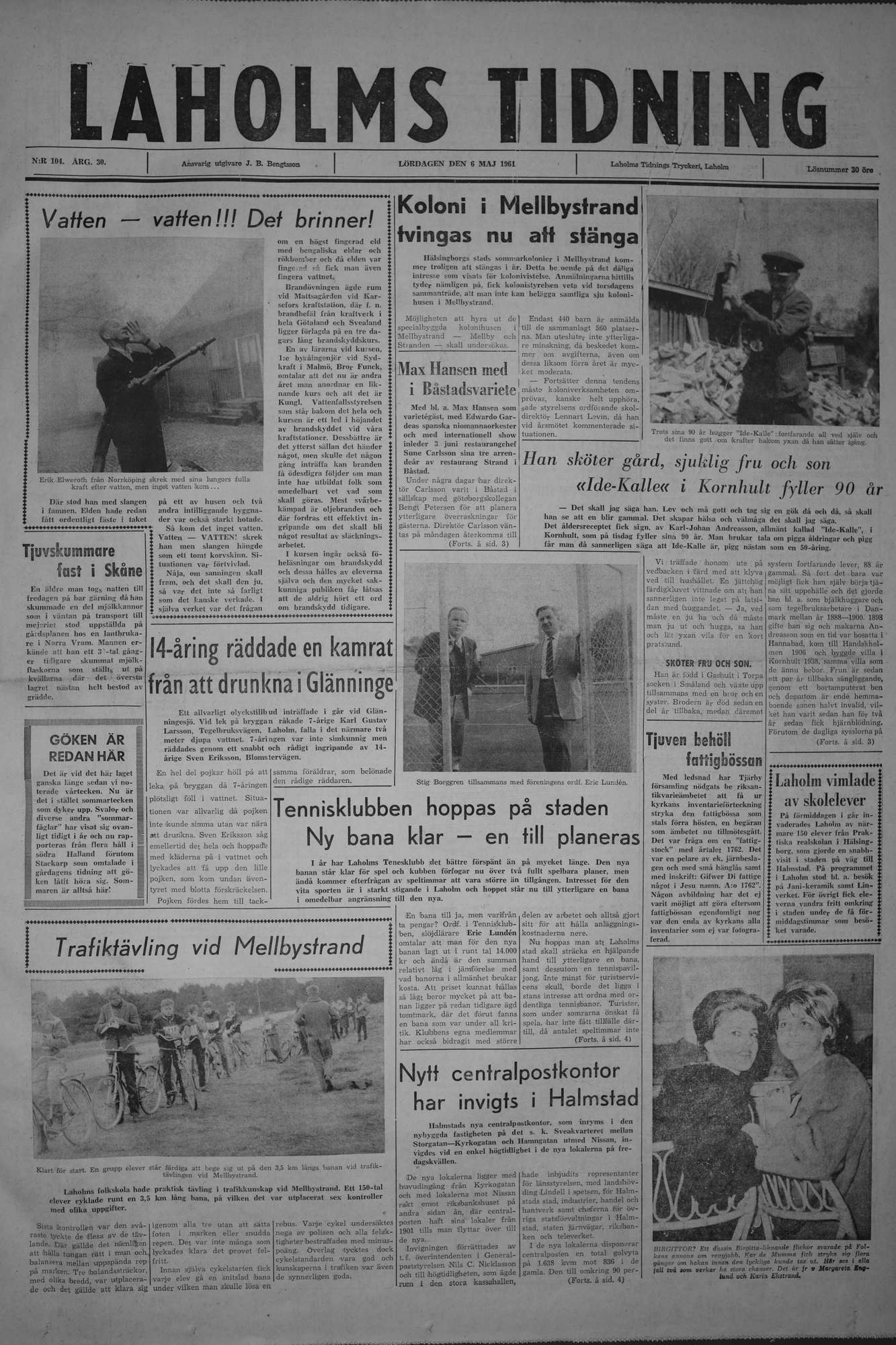 Laholms Tidning Lördag 6 maj 1961, sida 1