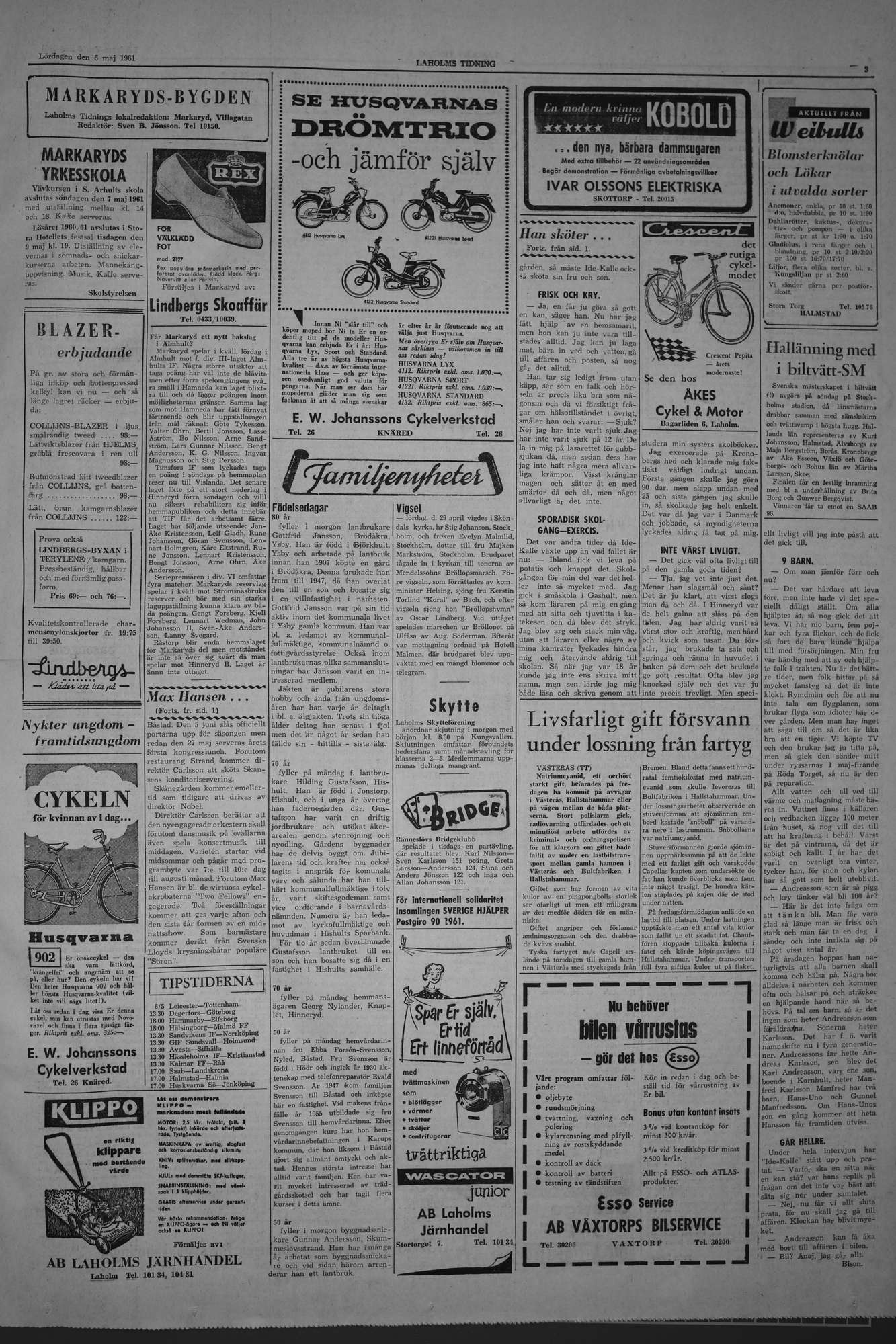 Laholms Tidning Lördag 6 maj 1961, sida 3