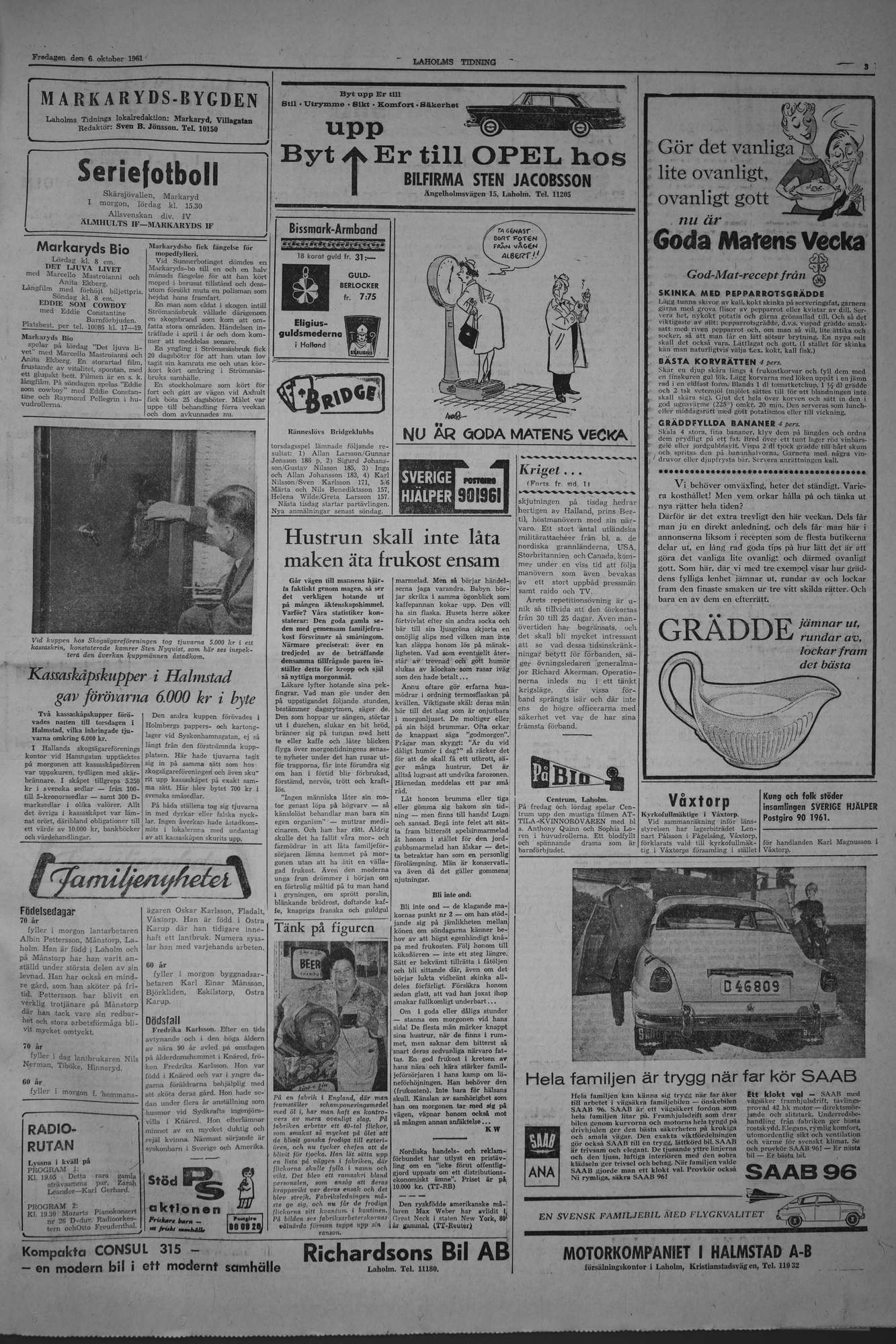 Laholms Tidning Fredag 6 oktober 1961, sida 3