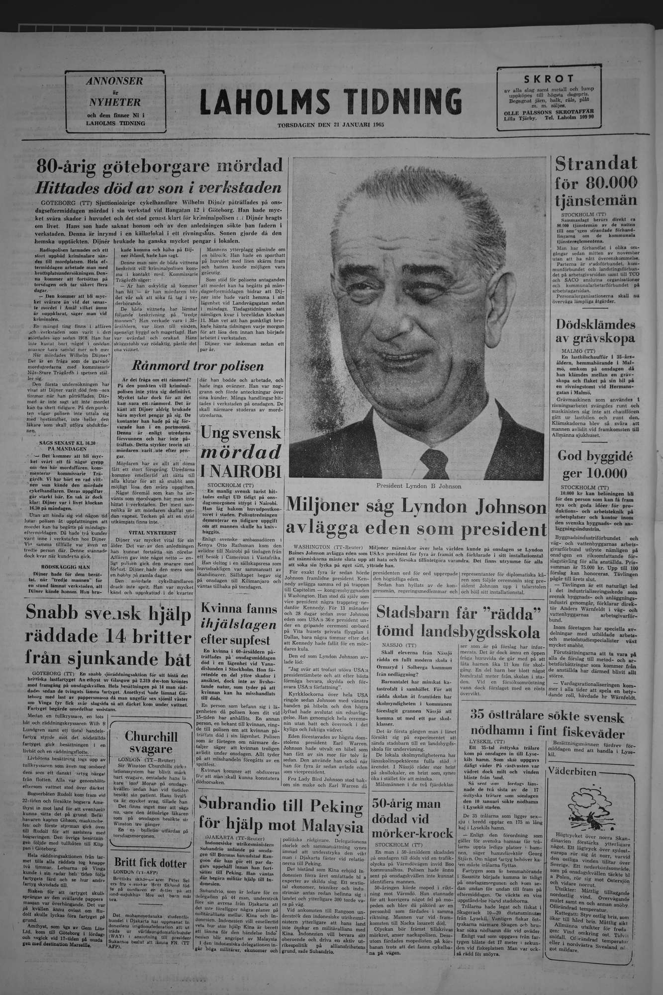 Laholms Tidning Torsdag 21 januari 1965, sida 8