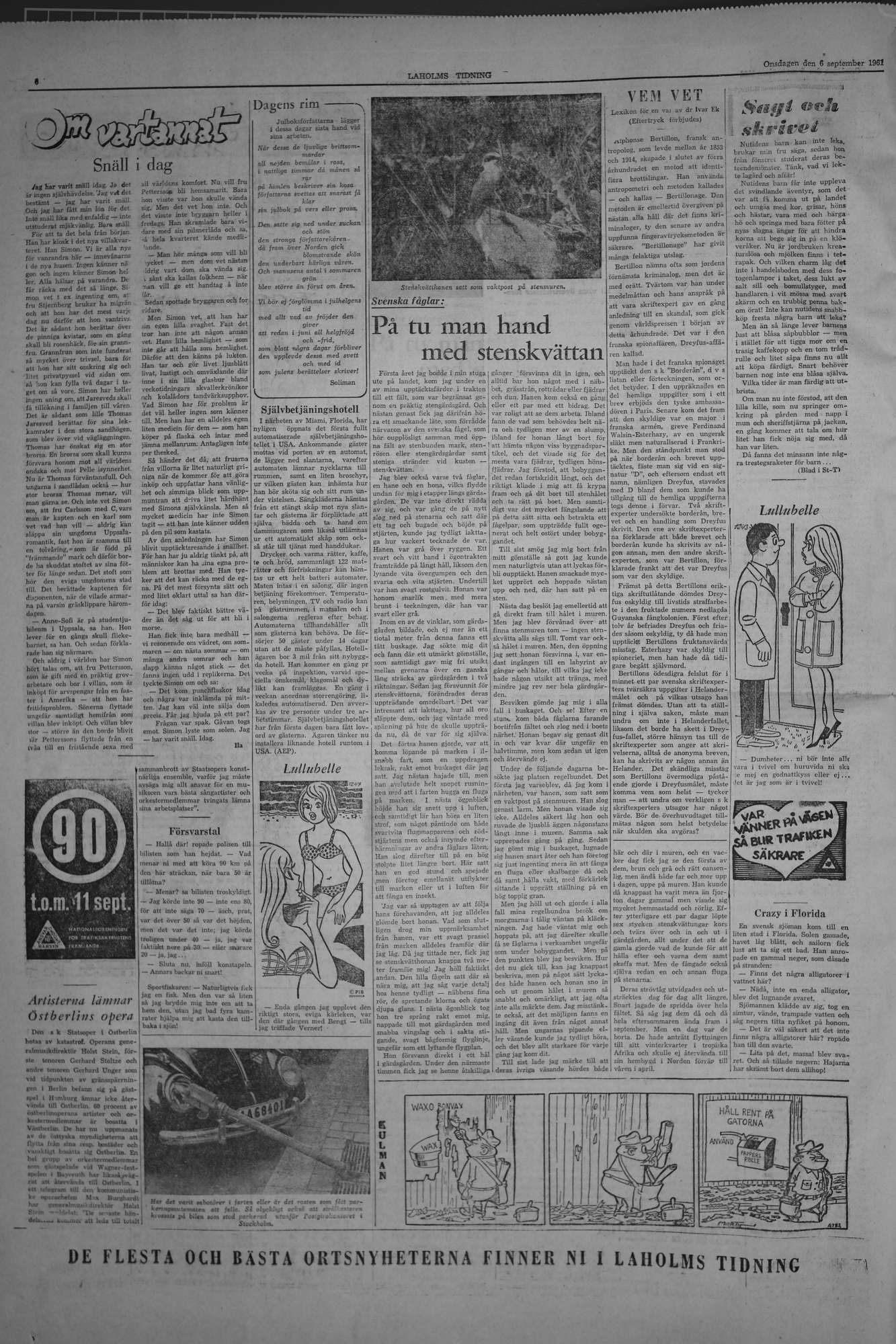 Laholms Tidning Onsdag 6 september 1961, sida 6