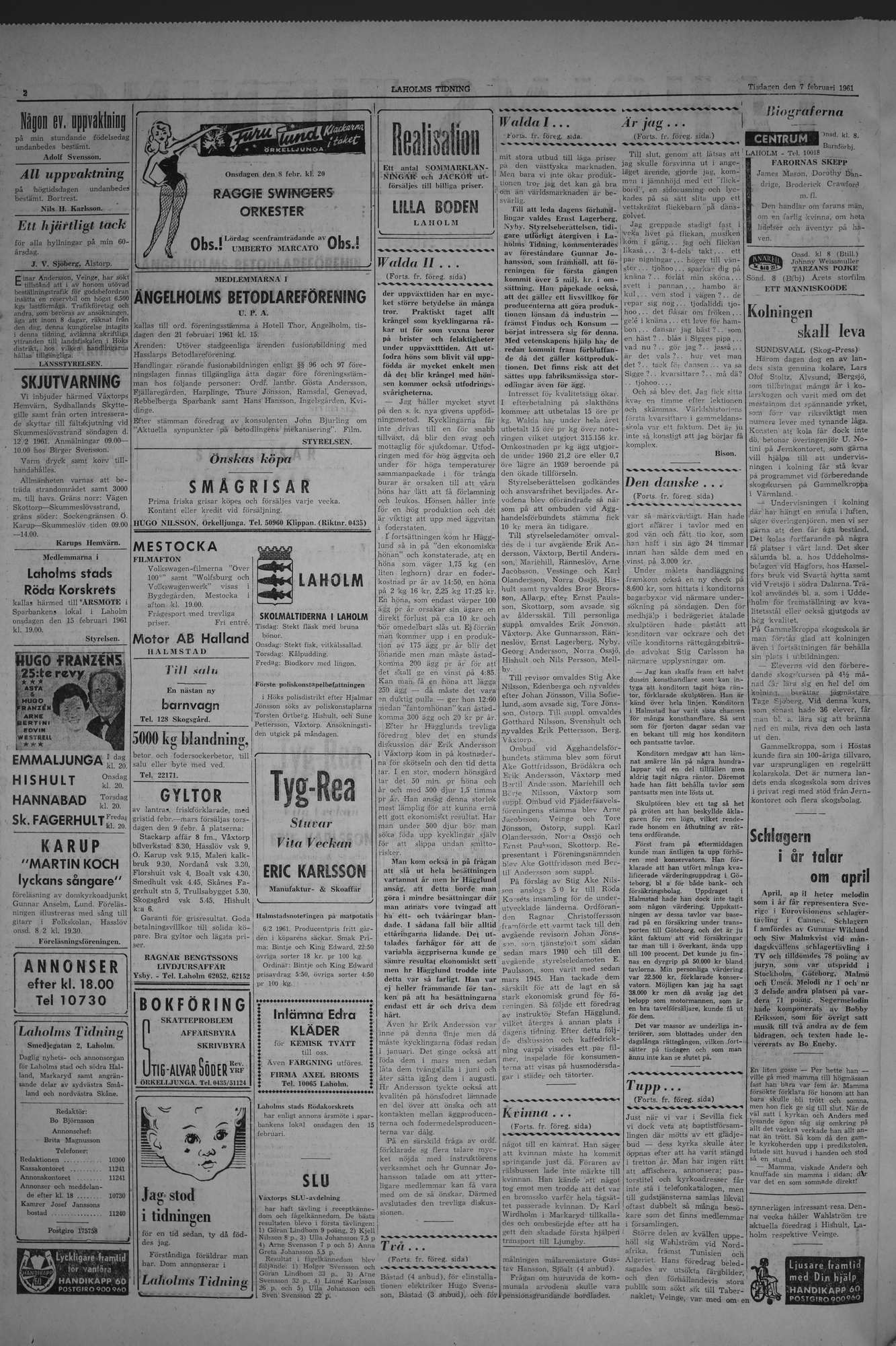 Laholms Tidning Tisdag 7 februari 1961, sida 2