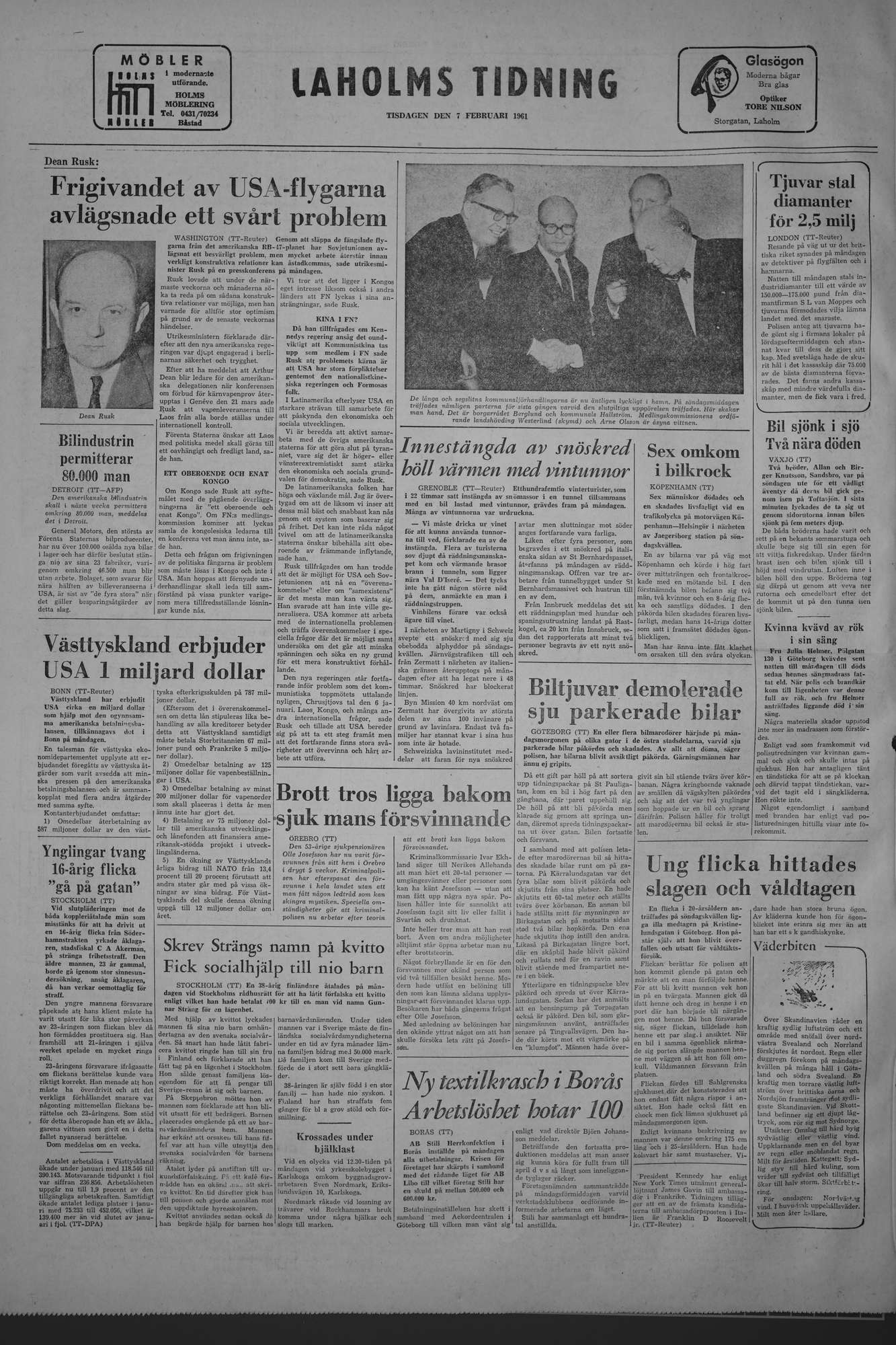 Laholms Tidning Tisdag 7 februari 1961, sida 8