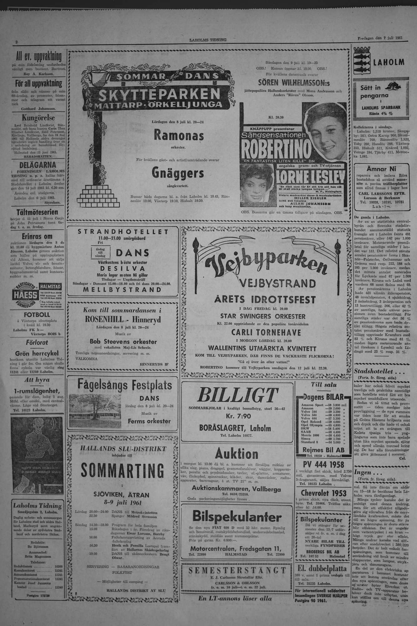 Laholms Tidning Fredag 7 juli 1961, sida 2