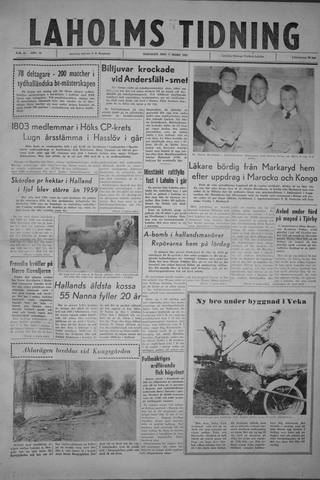 Förstasidan, Tisdag 7 mars 1961