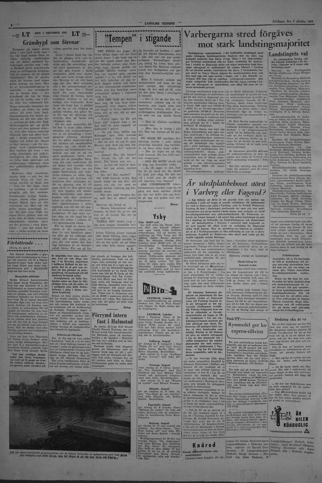 Laholms Tidning Lördag 7 oktober 1961, sida 4