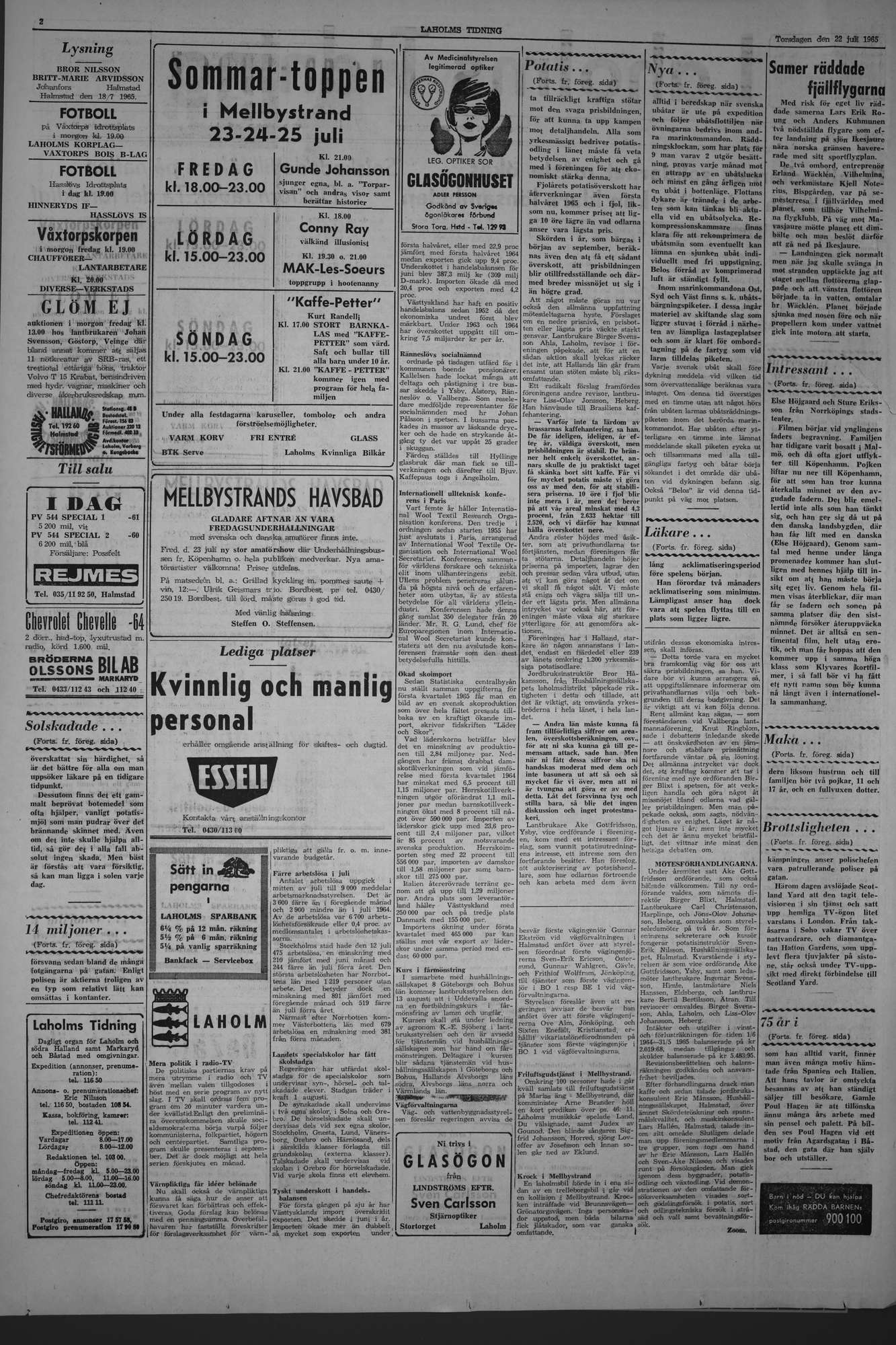Laholms Tidning Torsdag 22 juli 1965, sida 2