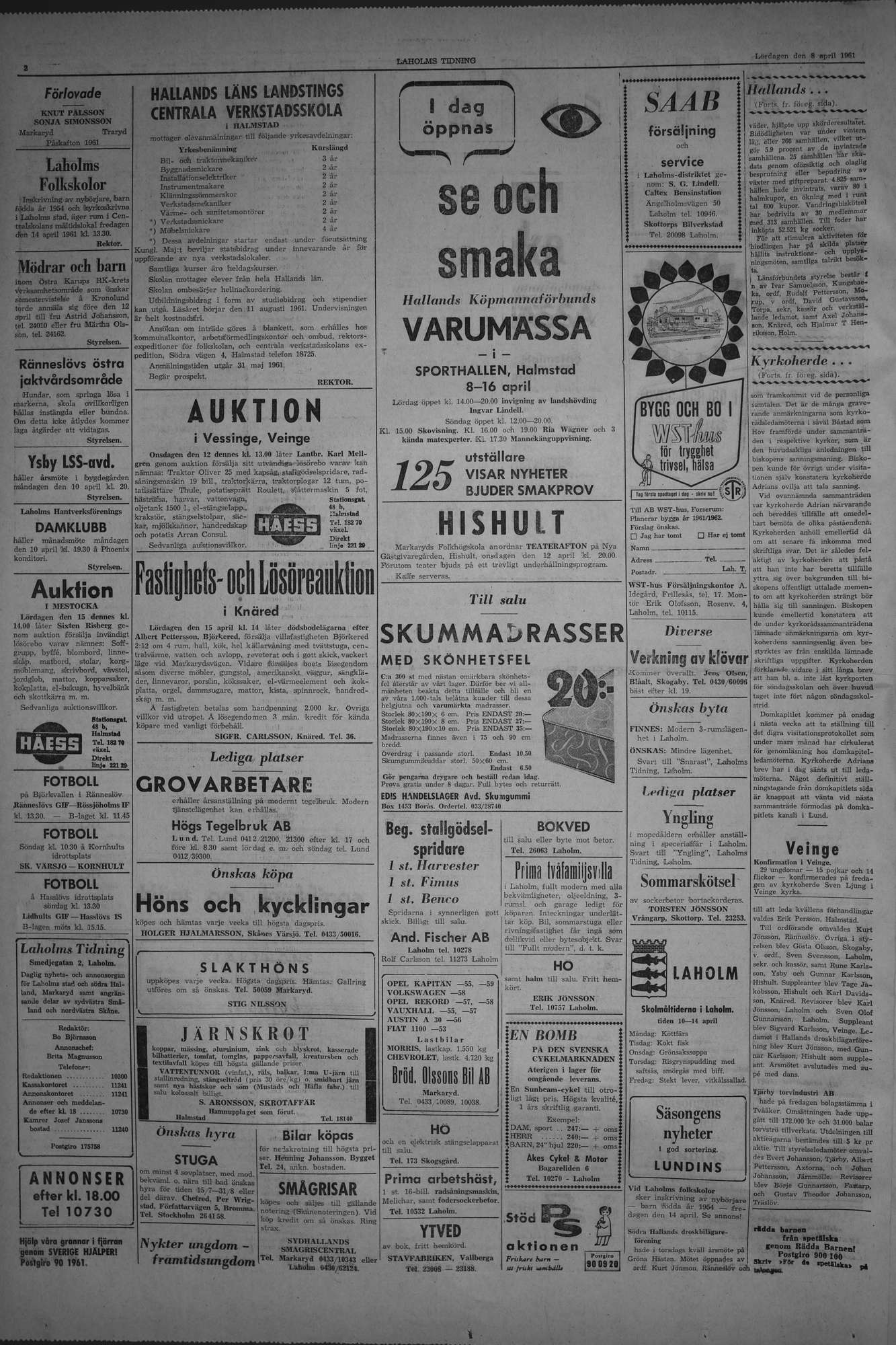 Laholms Tidning Lördag 8 april 1961, sida 2