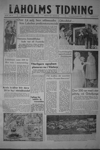 Förstasidan, Tisdag 8 augusti 1961