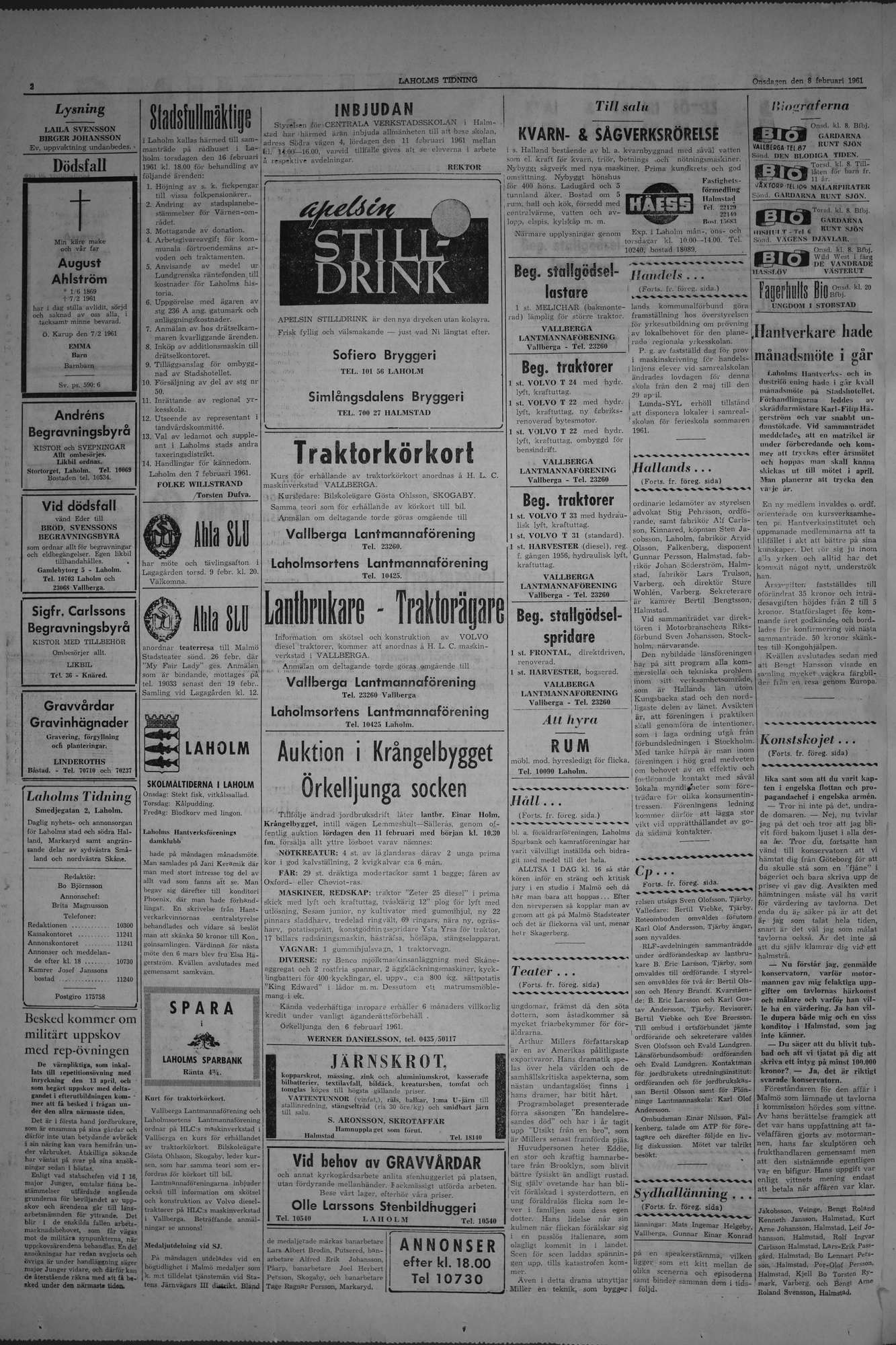 Laholms Tidning Onsdag 8 februari 1961, sida 2