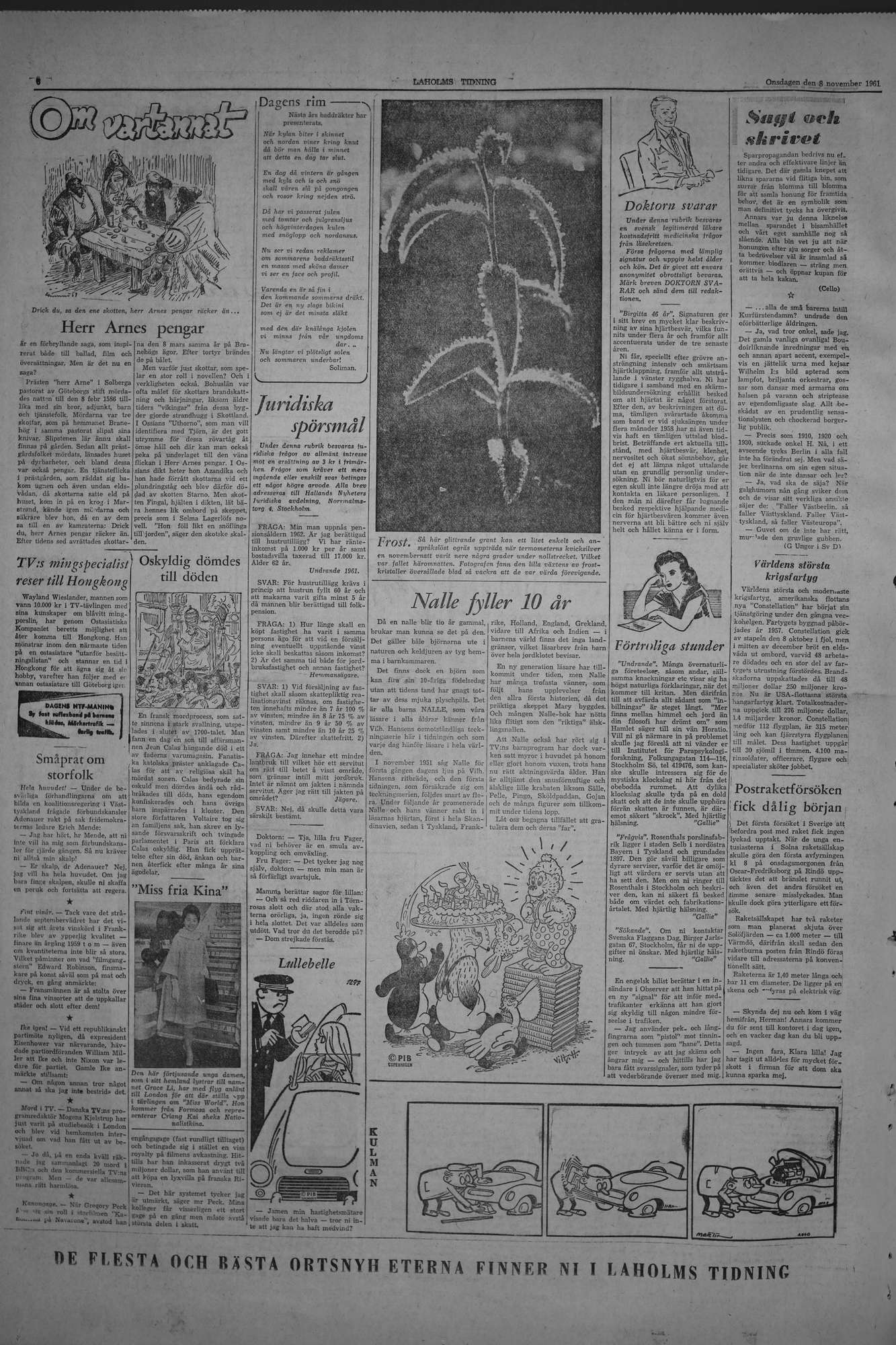 Laholms Tidning Onsdag 8 november 1961, sida 6