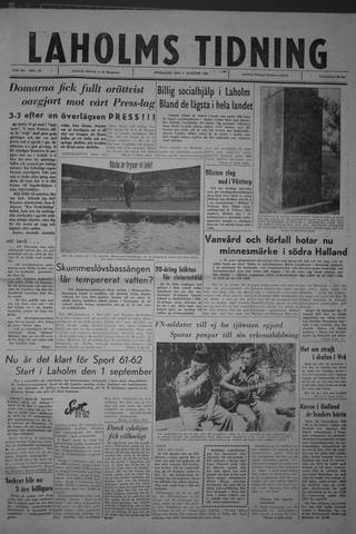 Förstasidan, Onsdag 9 augusti 1961