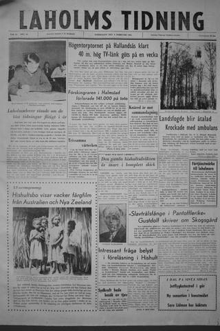 Förstasidan, Torsdag 9 februari 1961