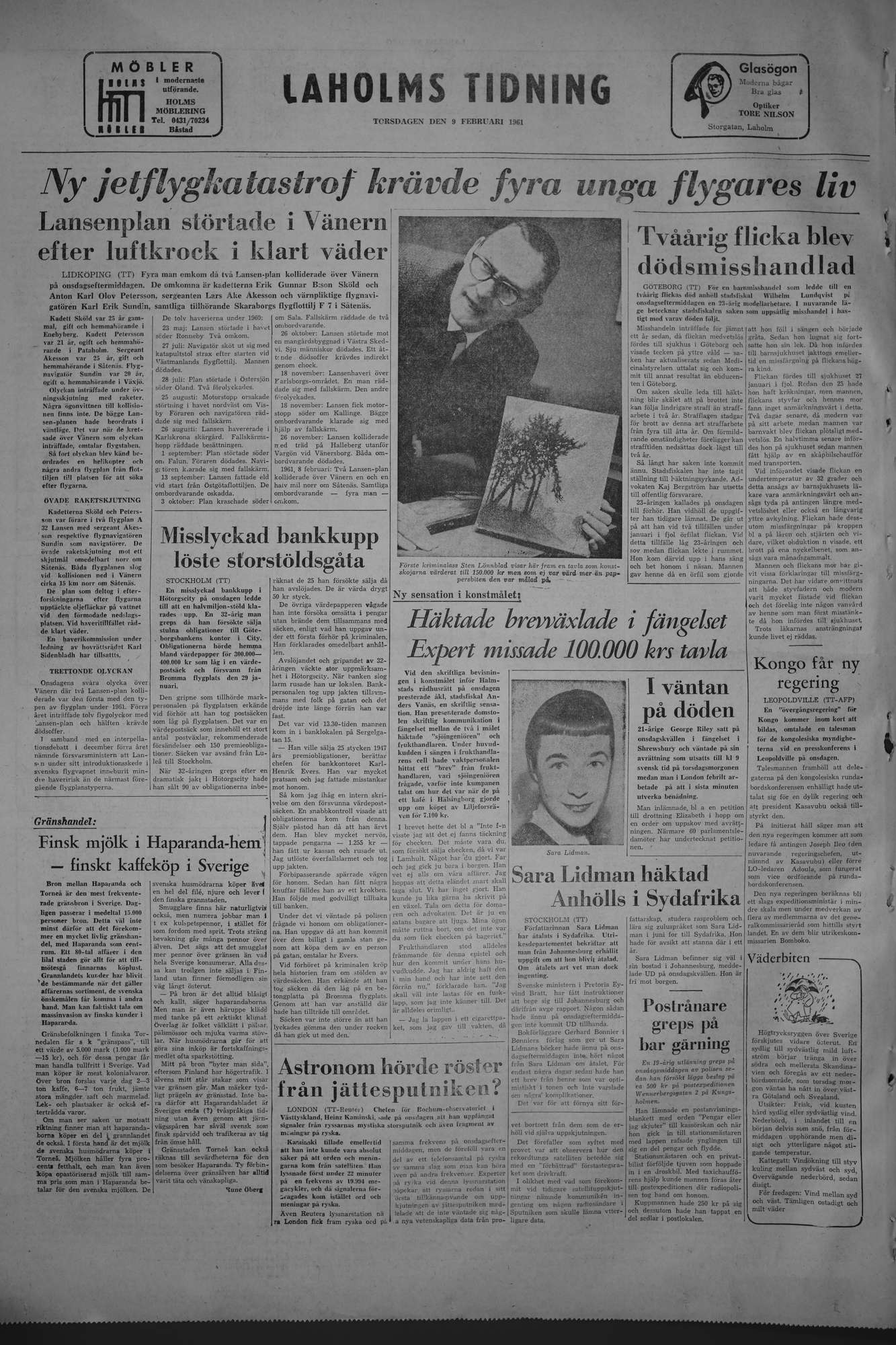 Laholms Tidning Torsdag 9 februari 1961, sida 8