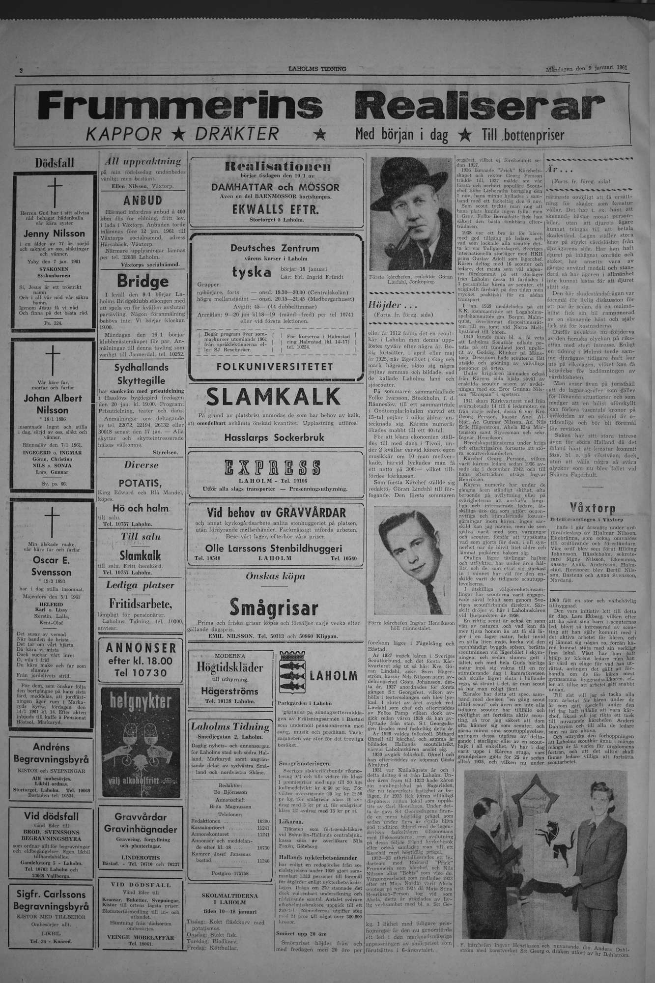 Laholms Tidning Måndag 9 januari 1961, sida 2