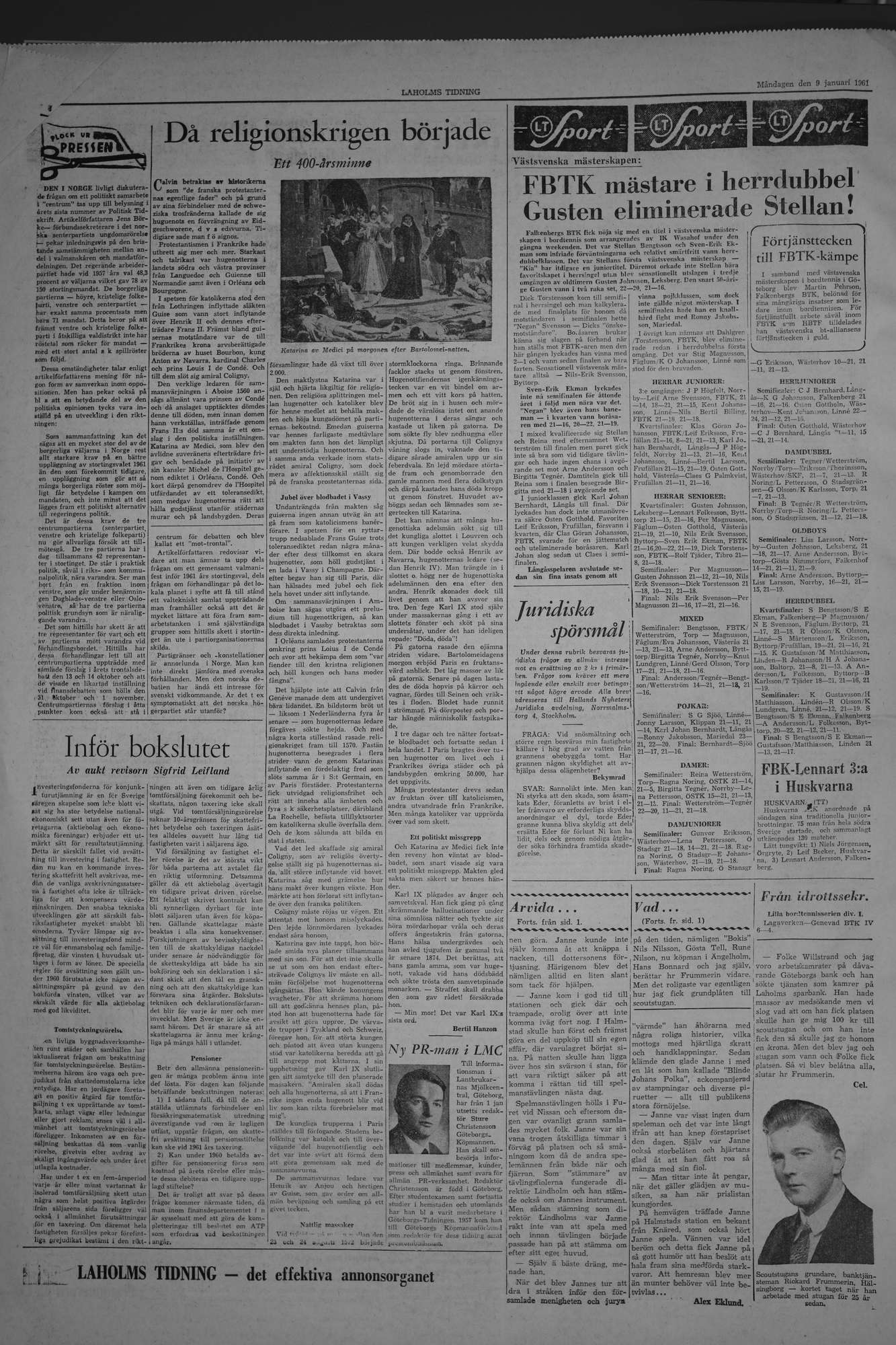 Laholms Tidning Måndag 9 januari 1961, sida 4