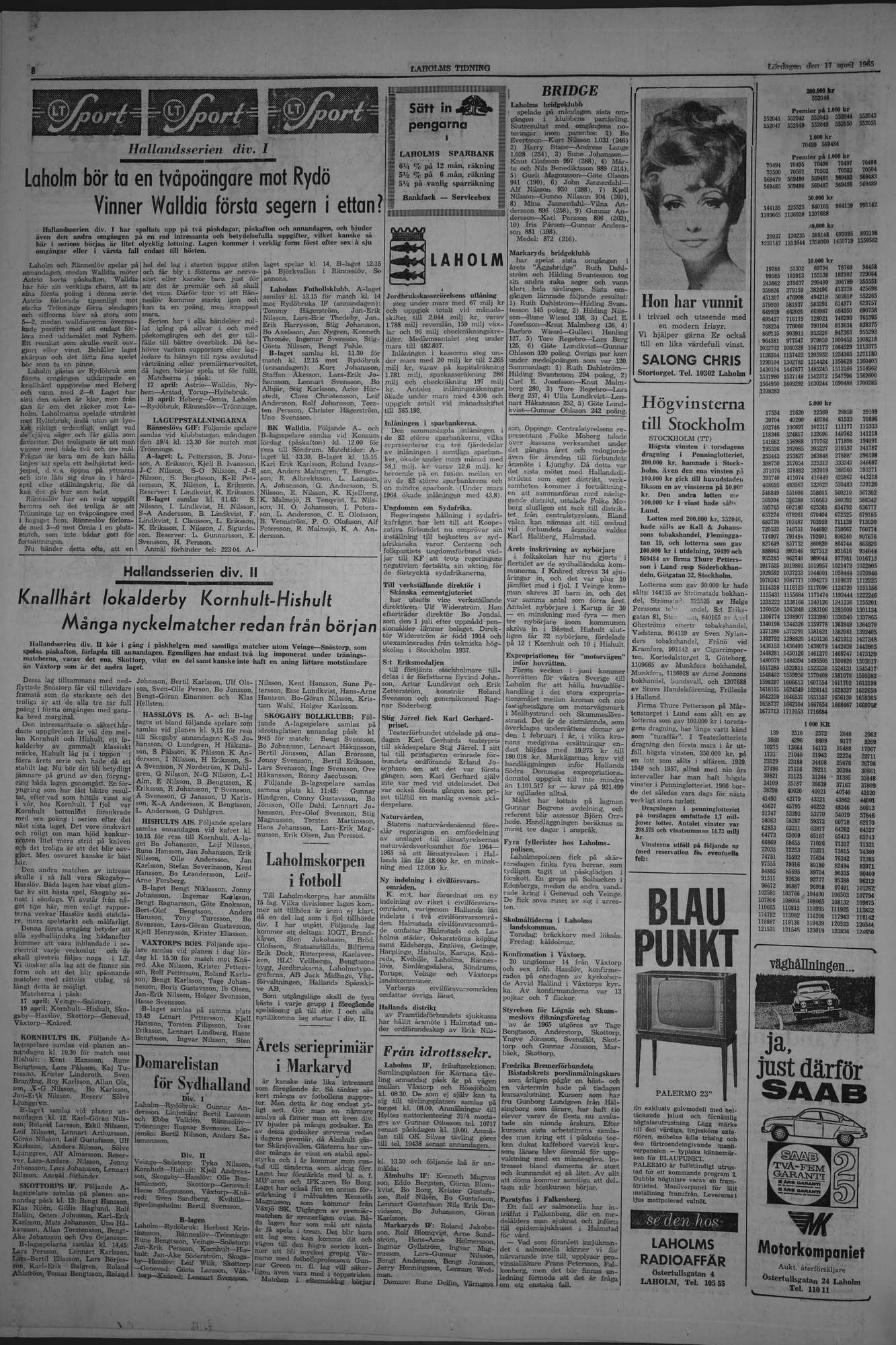 Laholms Tidning Lördag 17 april 1965, sida 6
