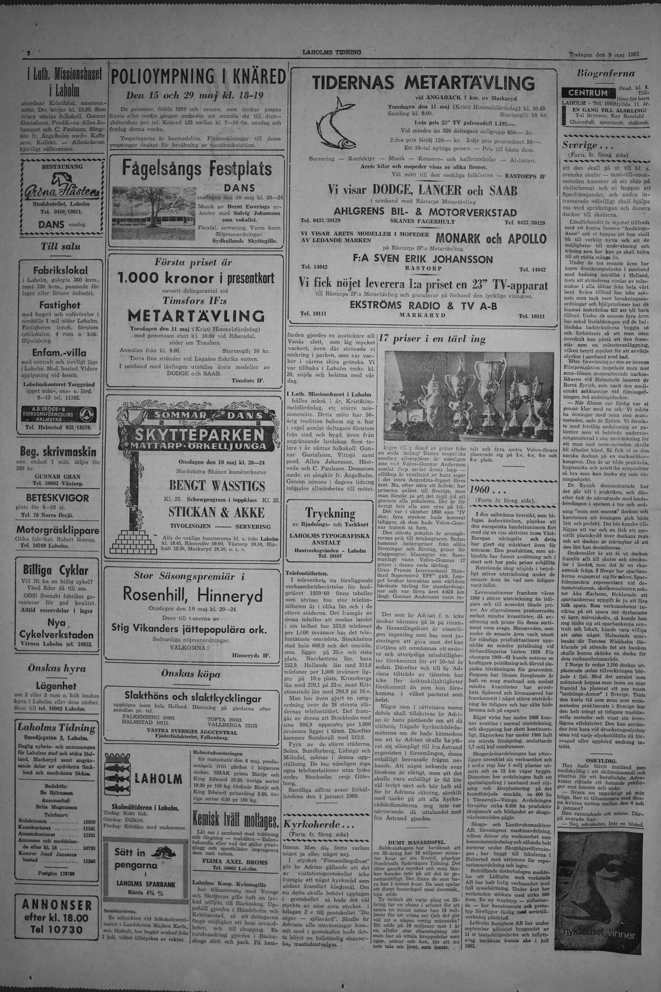 Laholms Tidning Tisdag 9 maj 1961, sida 2