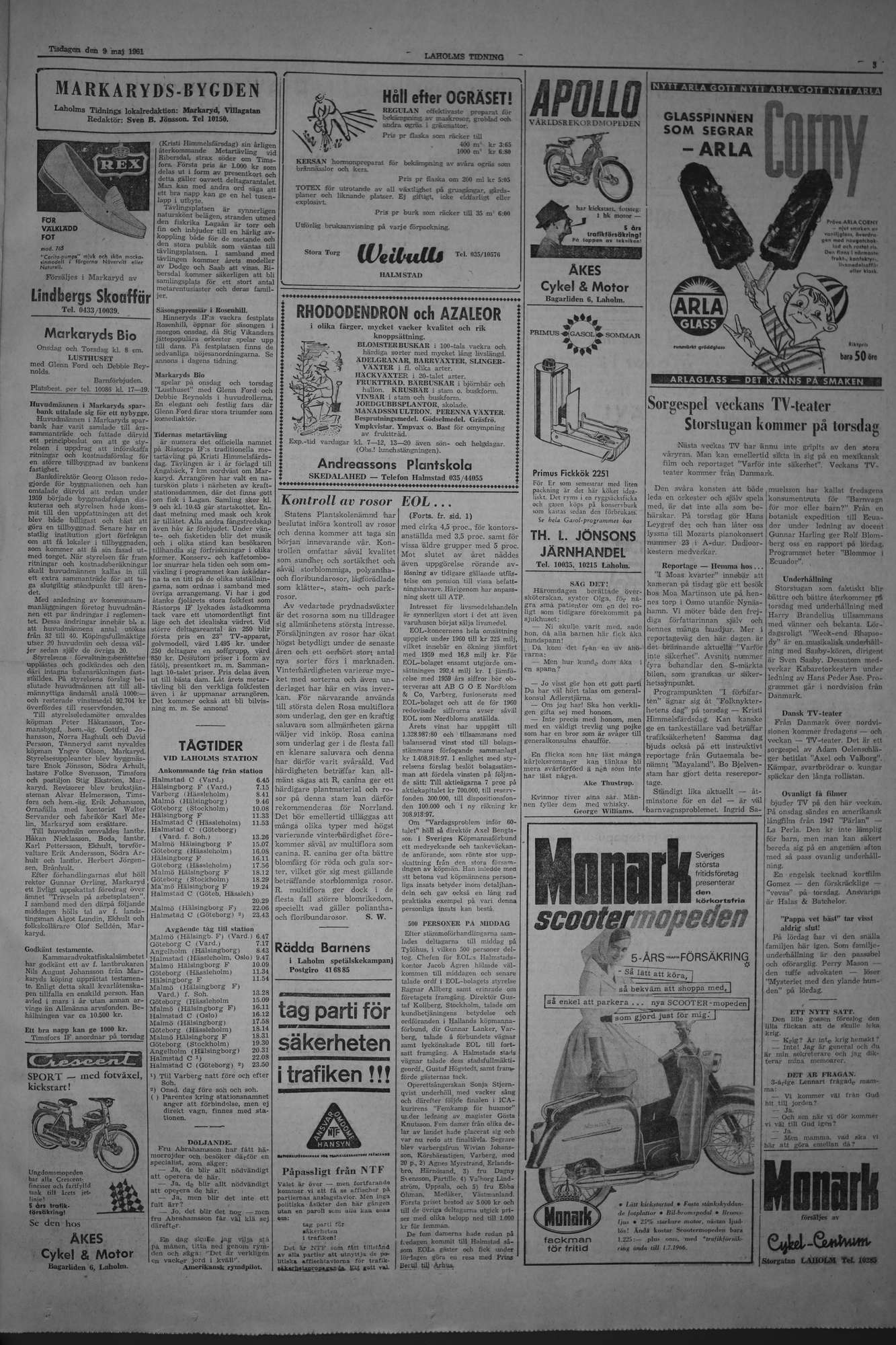 Laholms Tidning Tisdag 9 maj 1961, sida 3