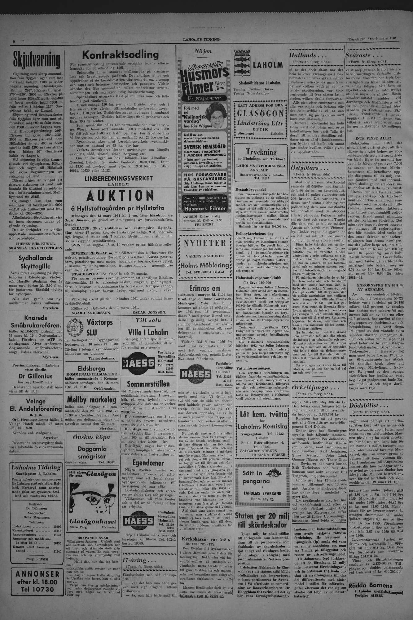Laholms Tidning Torsdag 9 mars 1961, sida 2