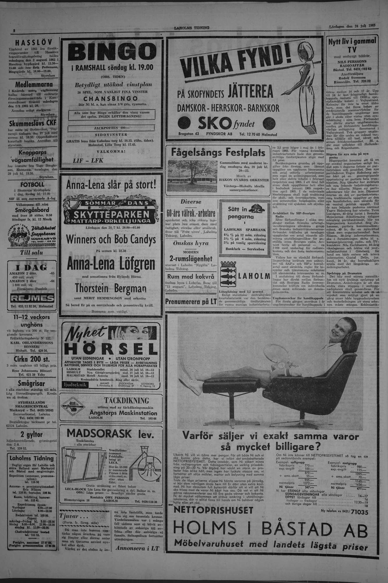 Laholms Tidning Lördag 24 juli 1965, sida 2