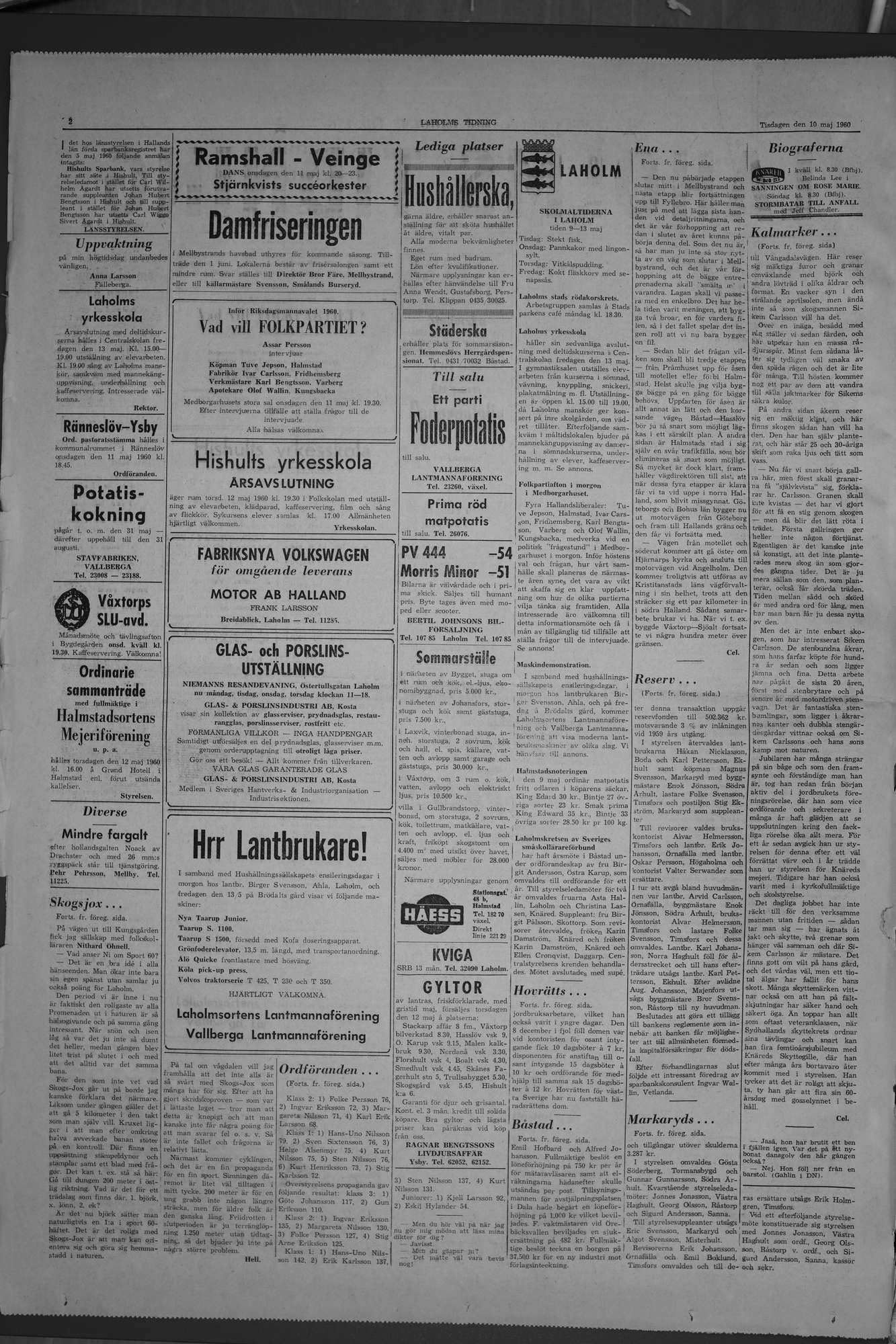 Laholms Tidning Lördag 10 maj 1958, sida 2
