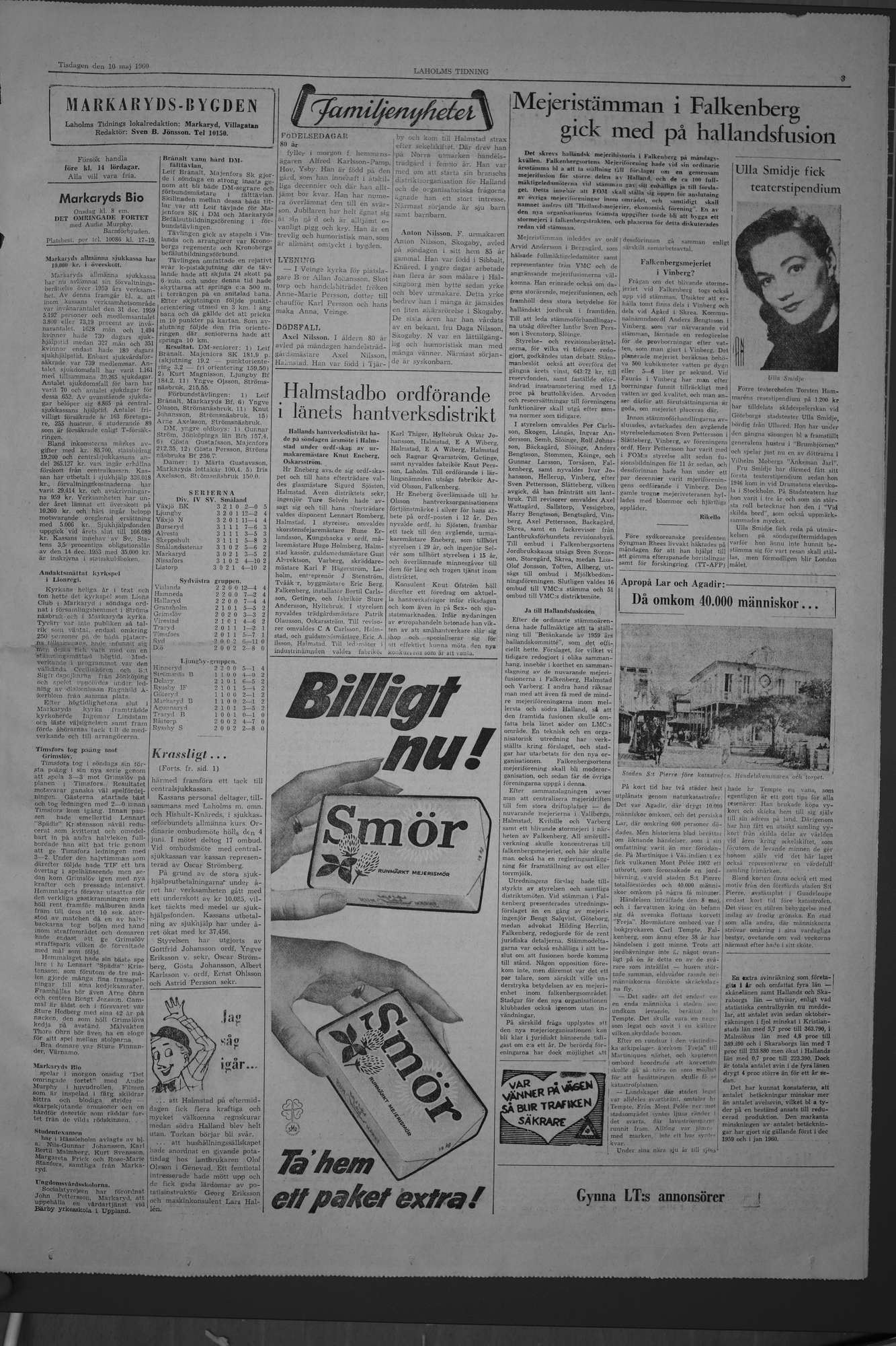 Laholms Tidning Lördag 10 maj 1958, sida 3