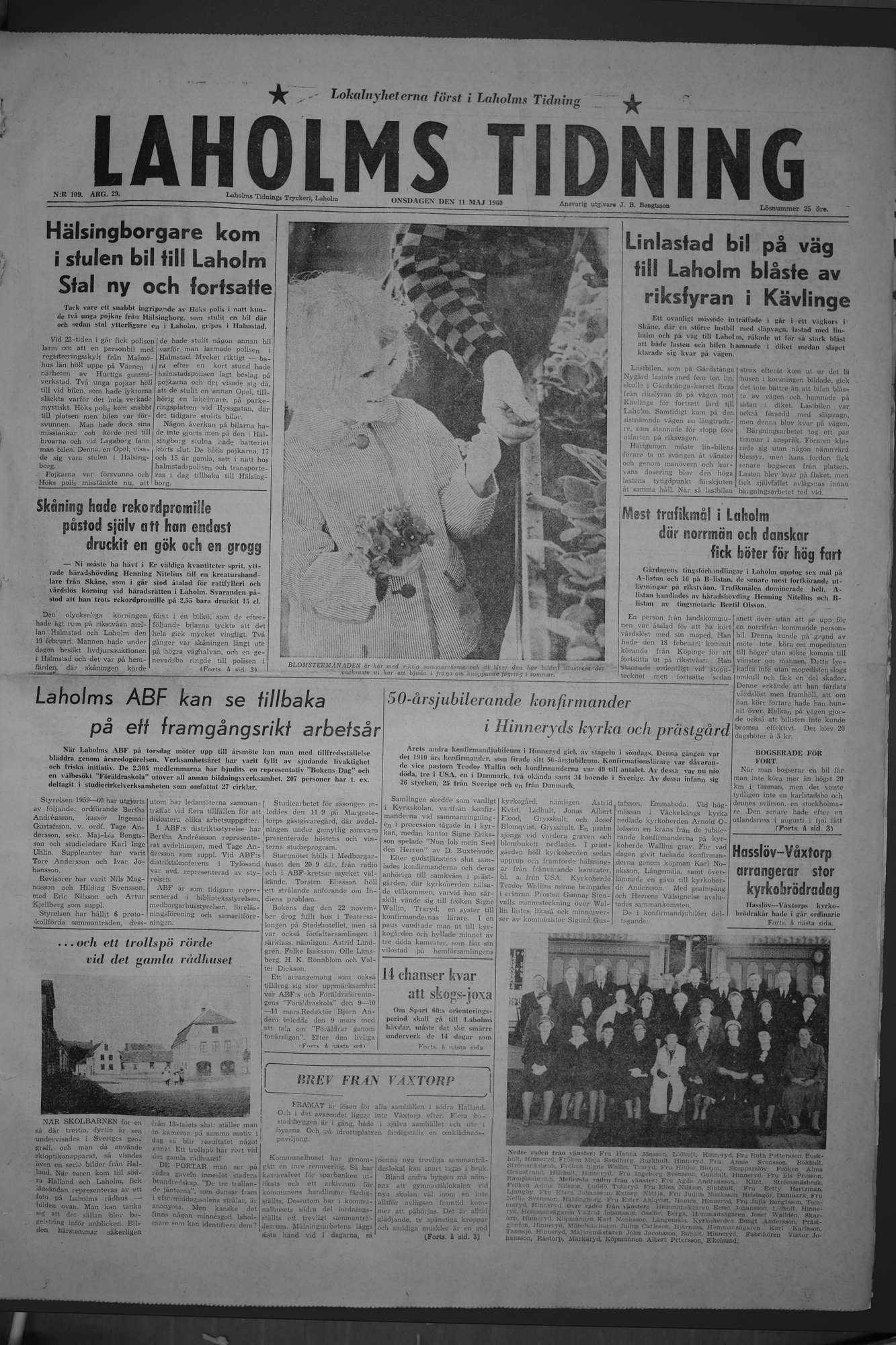 Laholms Tidning Onsdag 11 maj 1960, sida 1