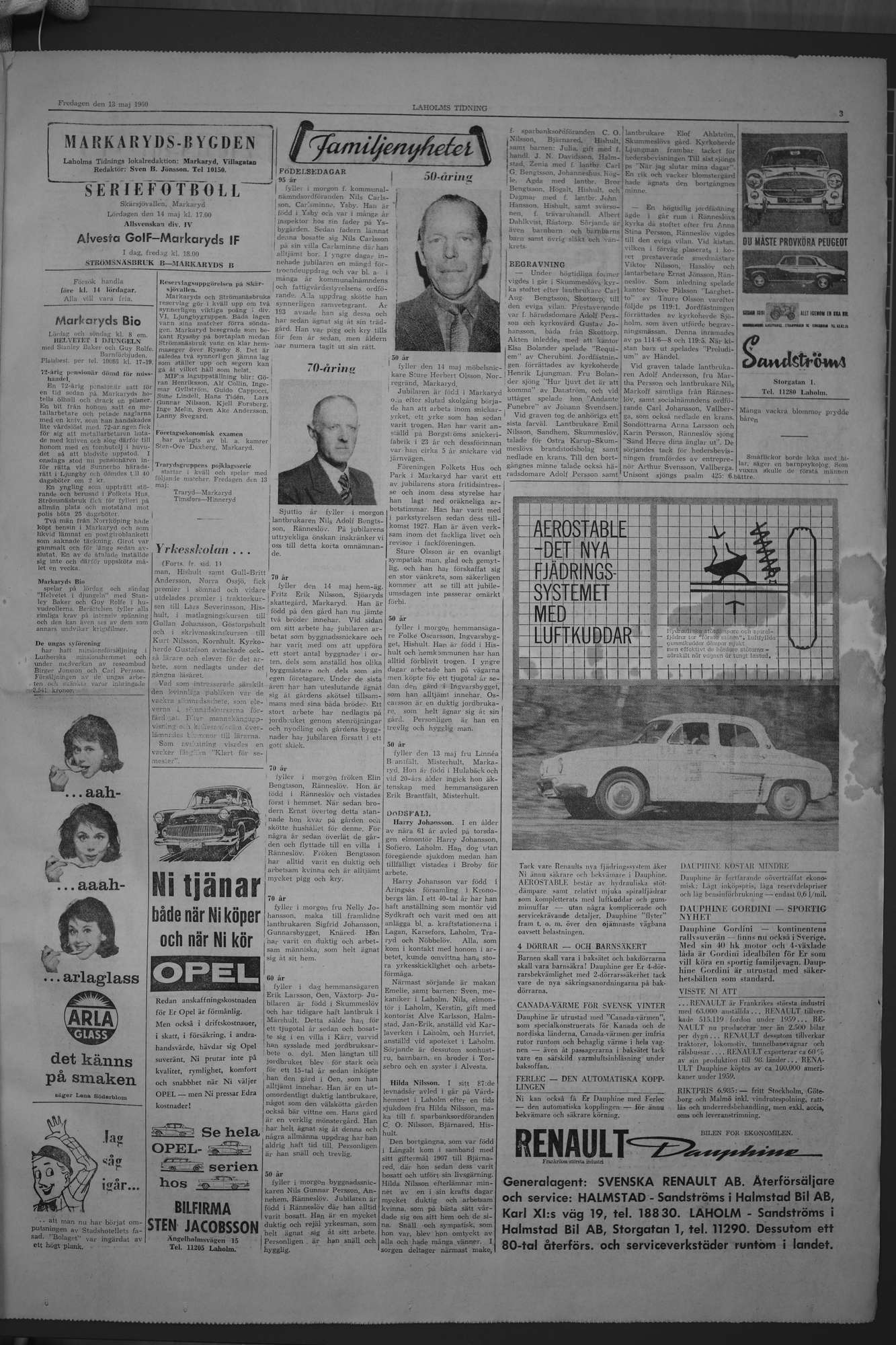 Laholms Tidning Tisdag 13 maj 1958, sida 3
