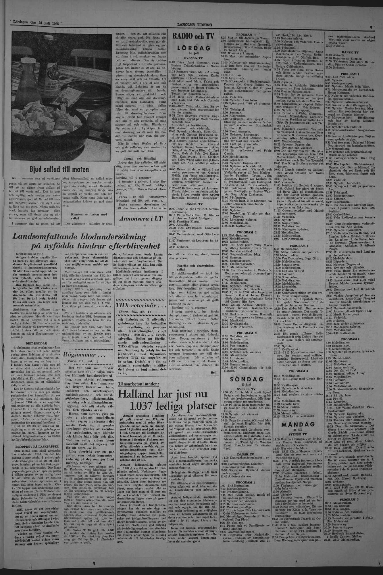 Laholms Tidning Lördag 24 juli 1965, sida 7
