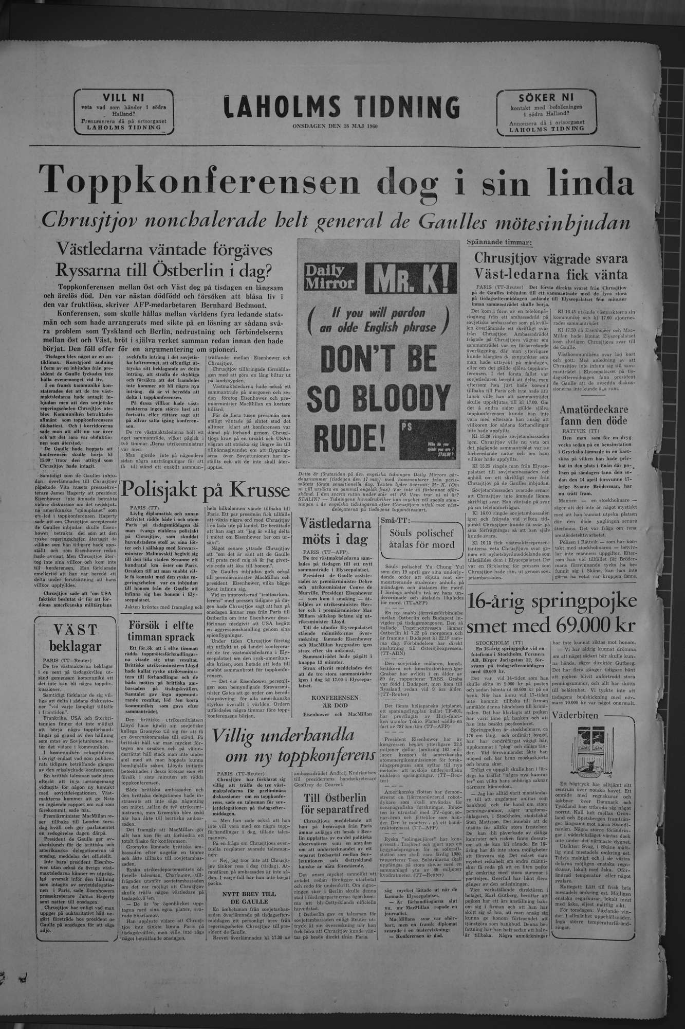 Laholms Tidning Onsdag 18 maj 1960, sida 8