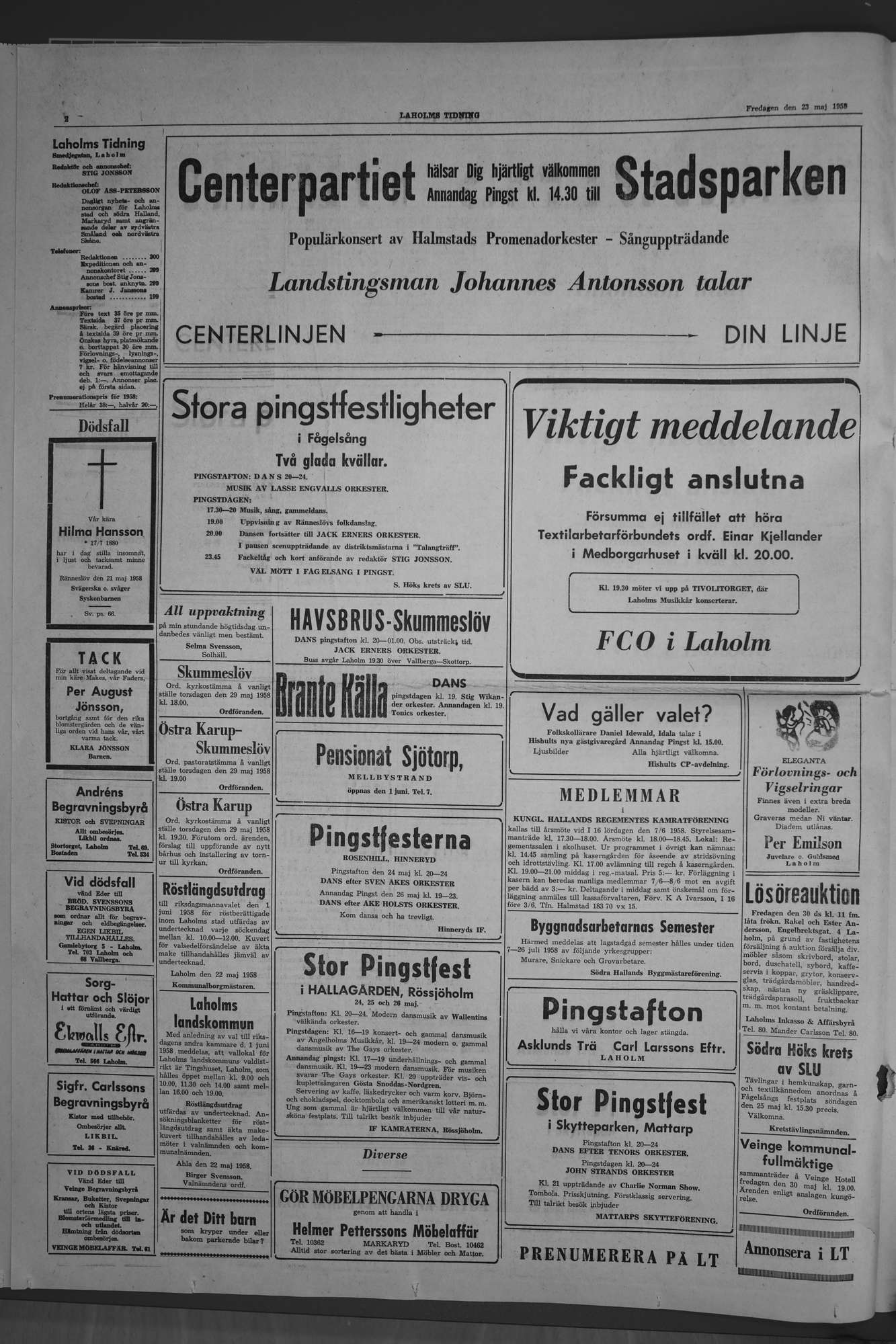 Laholms Tidning Måndag 23 maj 1960, sida 2