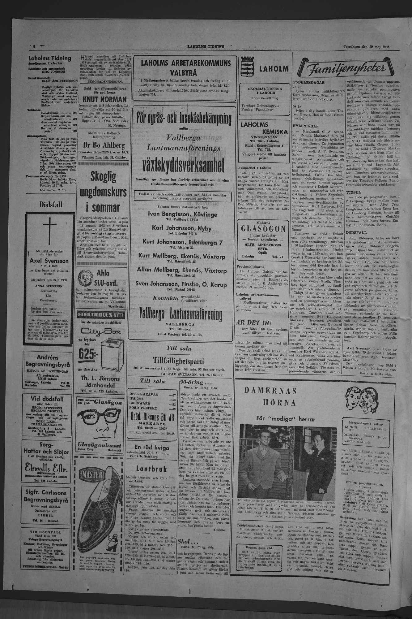 Laholms Tidning Torsdag 29 maj 1958, sida 2
