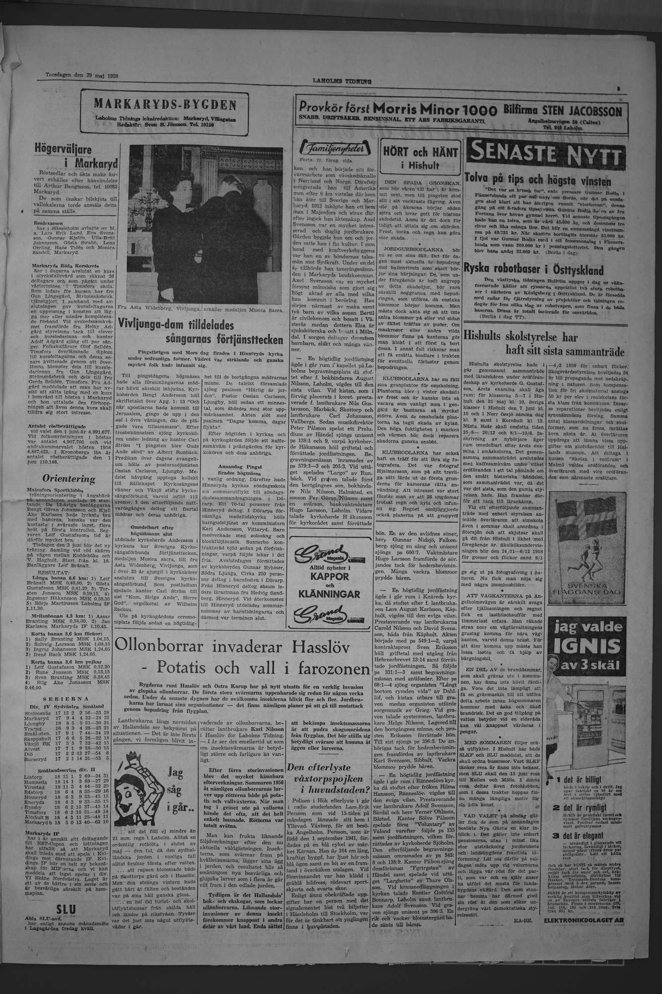 Laholms Tidning Torsdag 29 maj 1958, sida 3