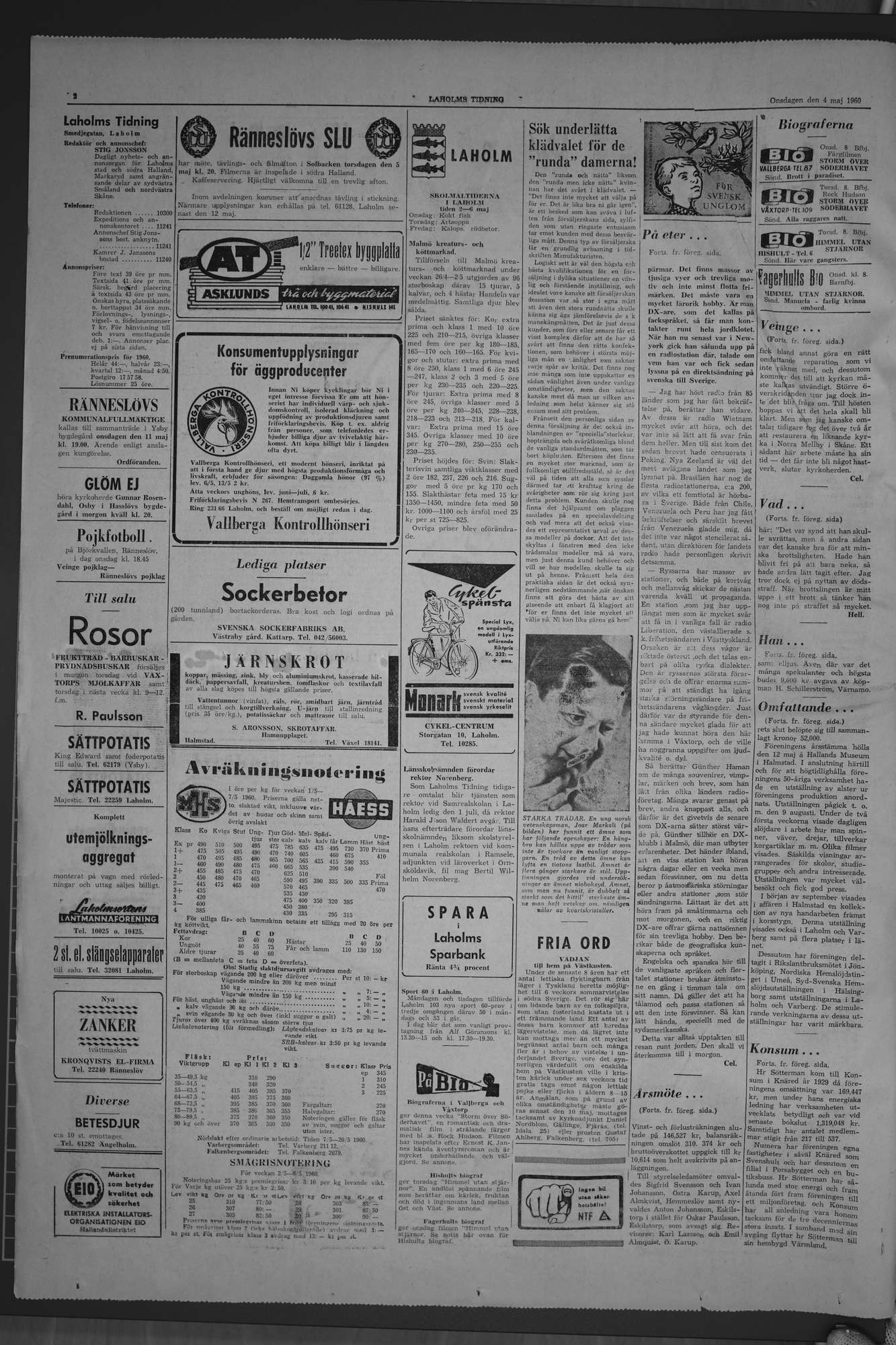Laholms Tidning Onsdag 4 maj 1960, sida 2